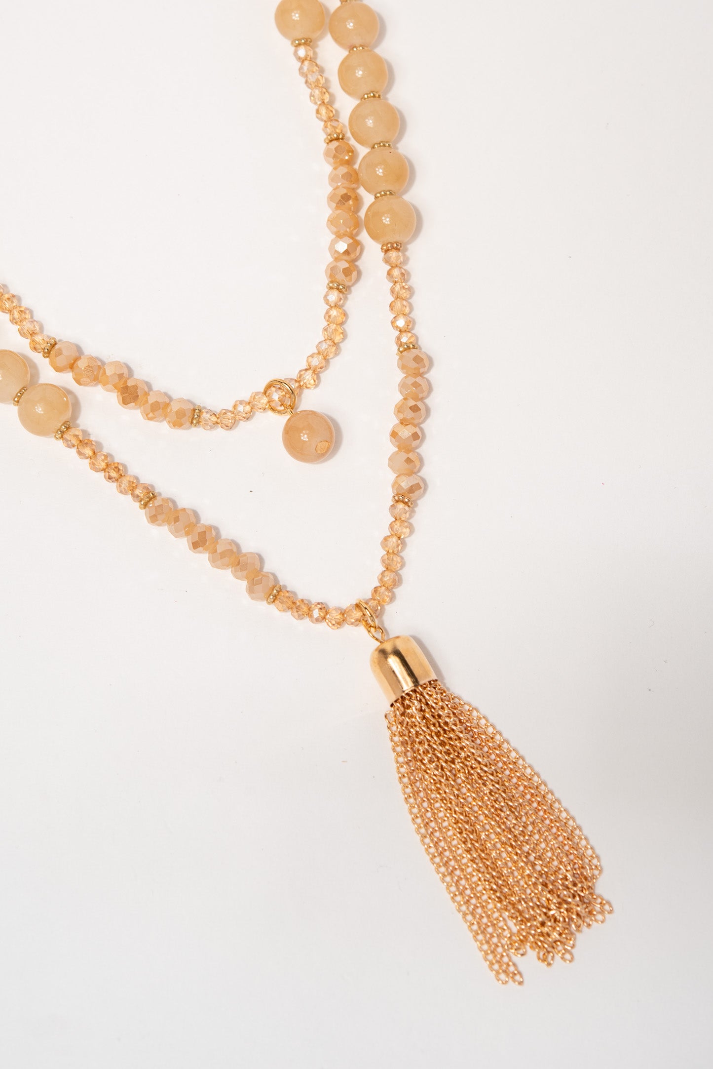 Ava Double Strand Fringe Necklace Set