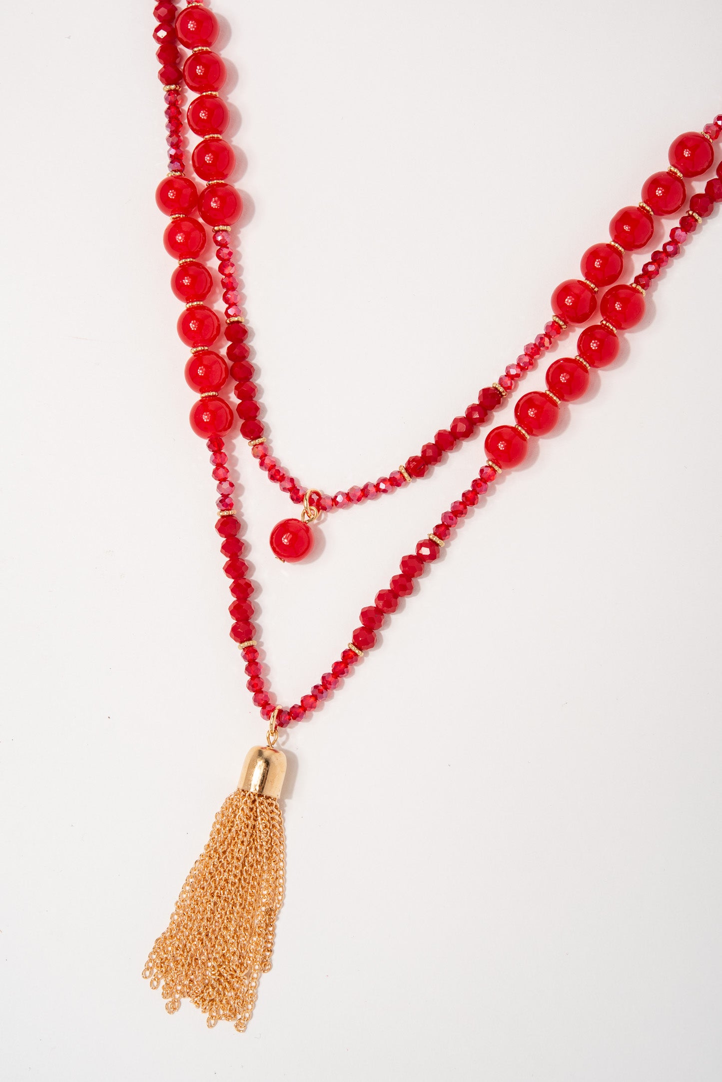 Ava Double Strand Fringe Necklace Set