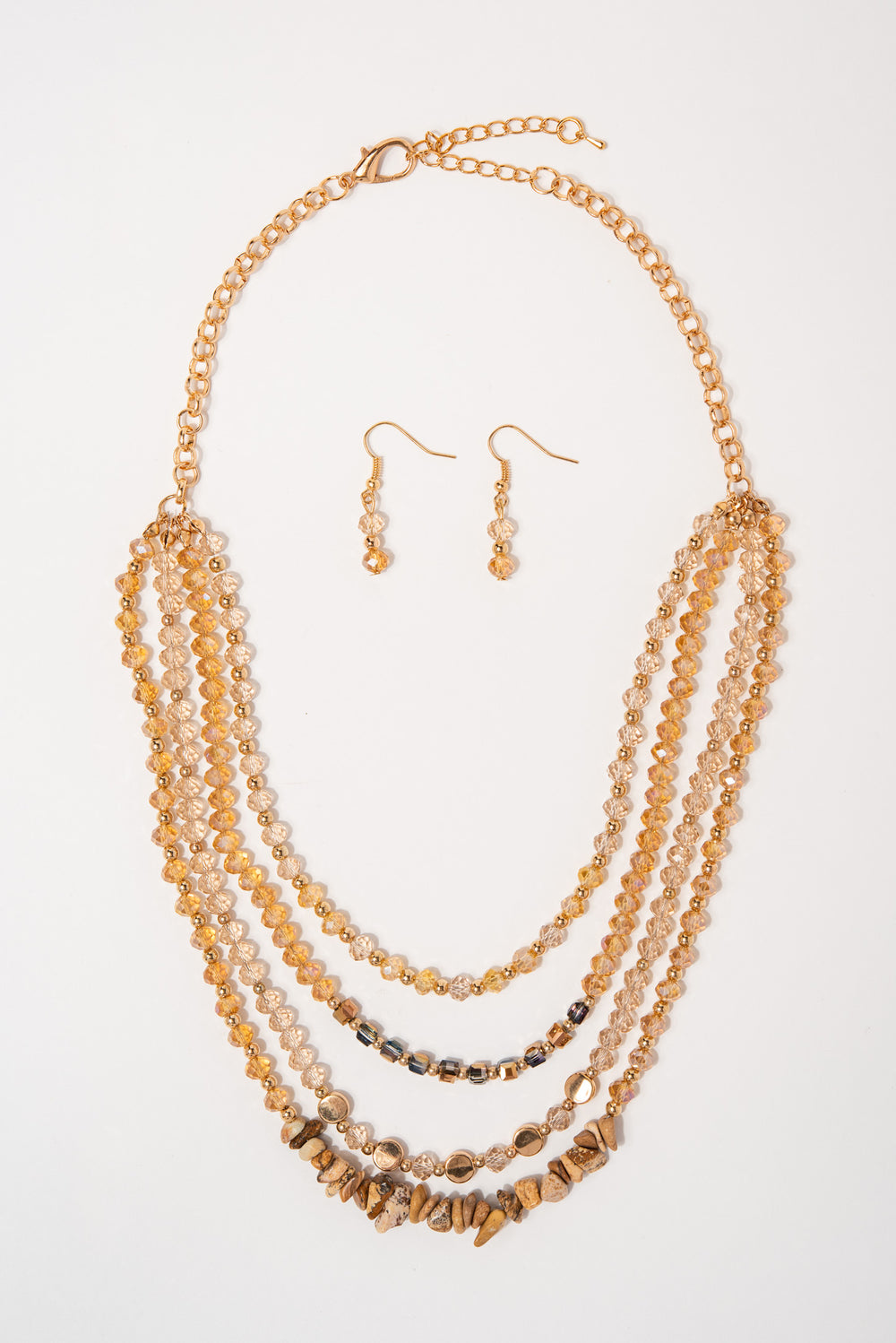 Charlotte Multi Strand Bead Necklace Set | Gold