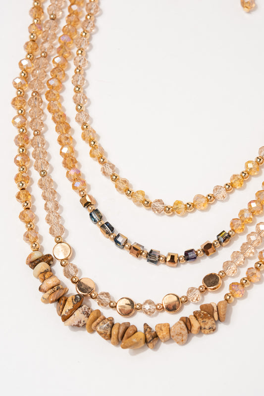 Charlotte Multi Strand Bead Necklace Set | Gold
