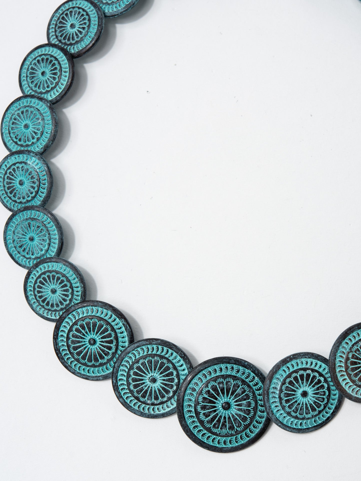 Jeanne Sunburst Design Adjustable Concho Necklace