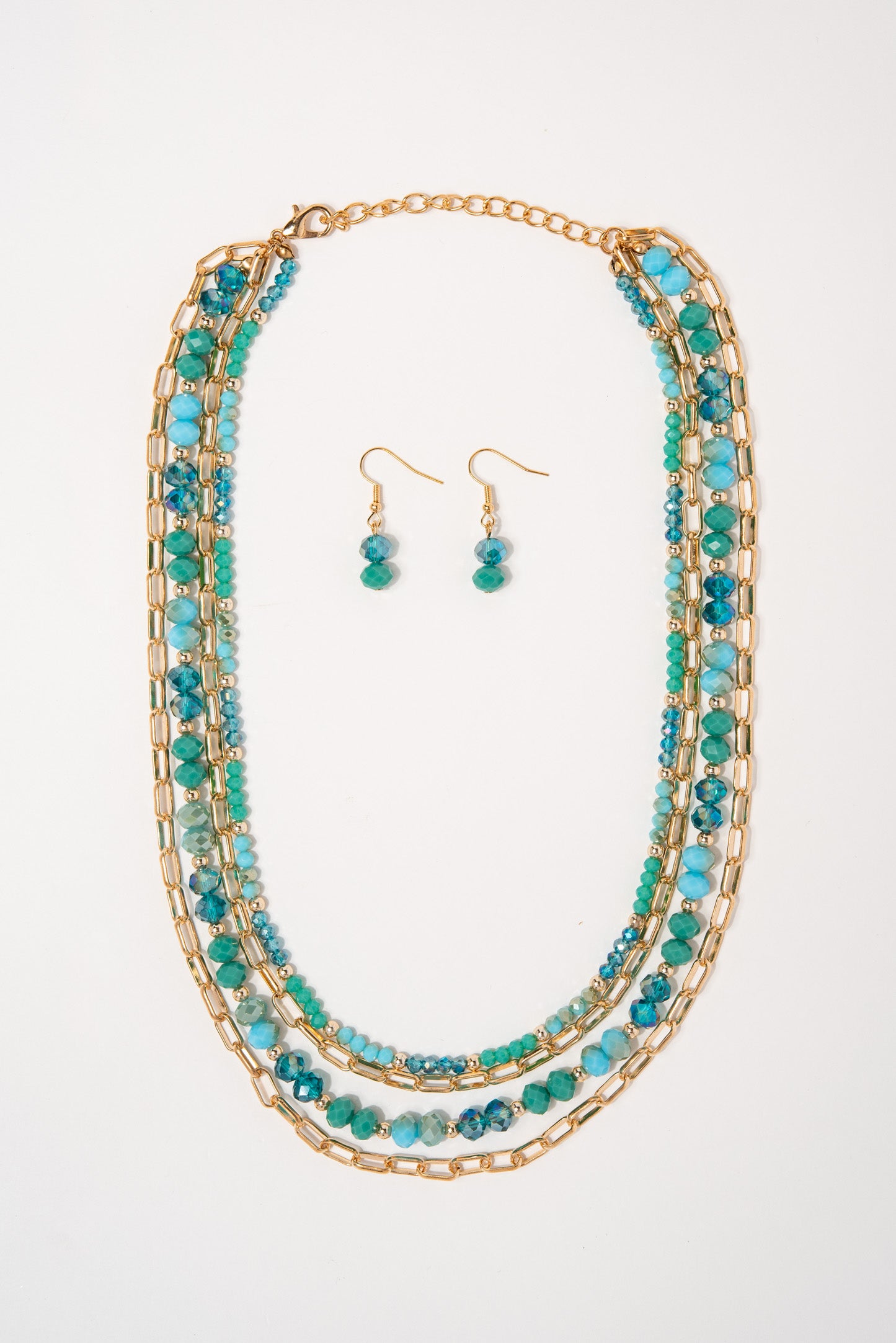 Emily Beaded Paperclip Multi Strand Necklace Set