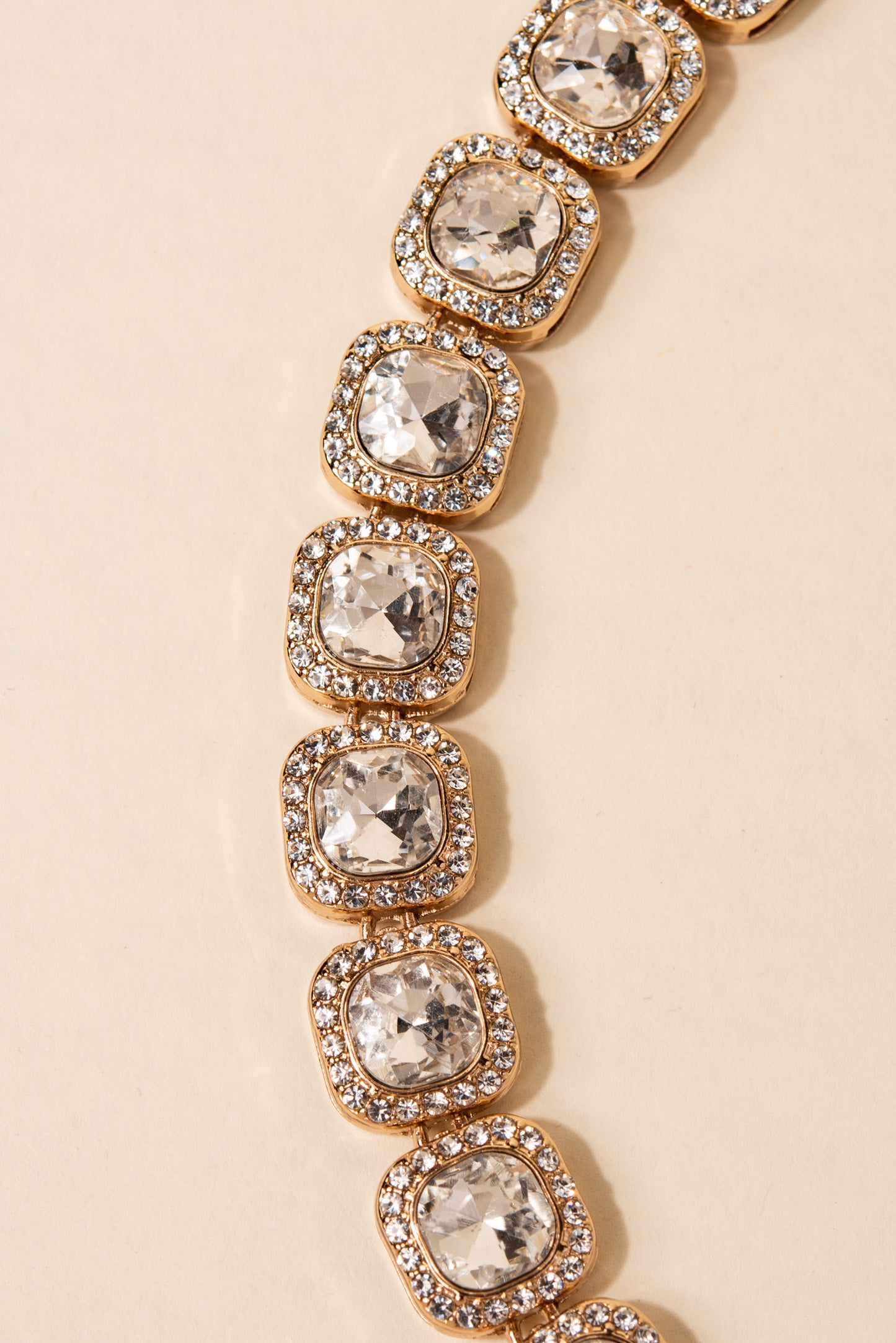 Veda Square Crystal Halo Tennis Necklace Set