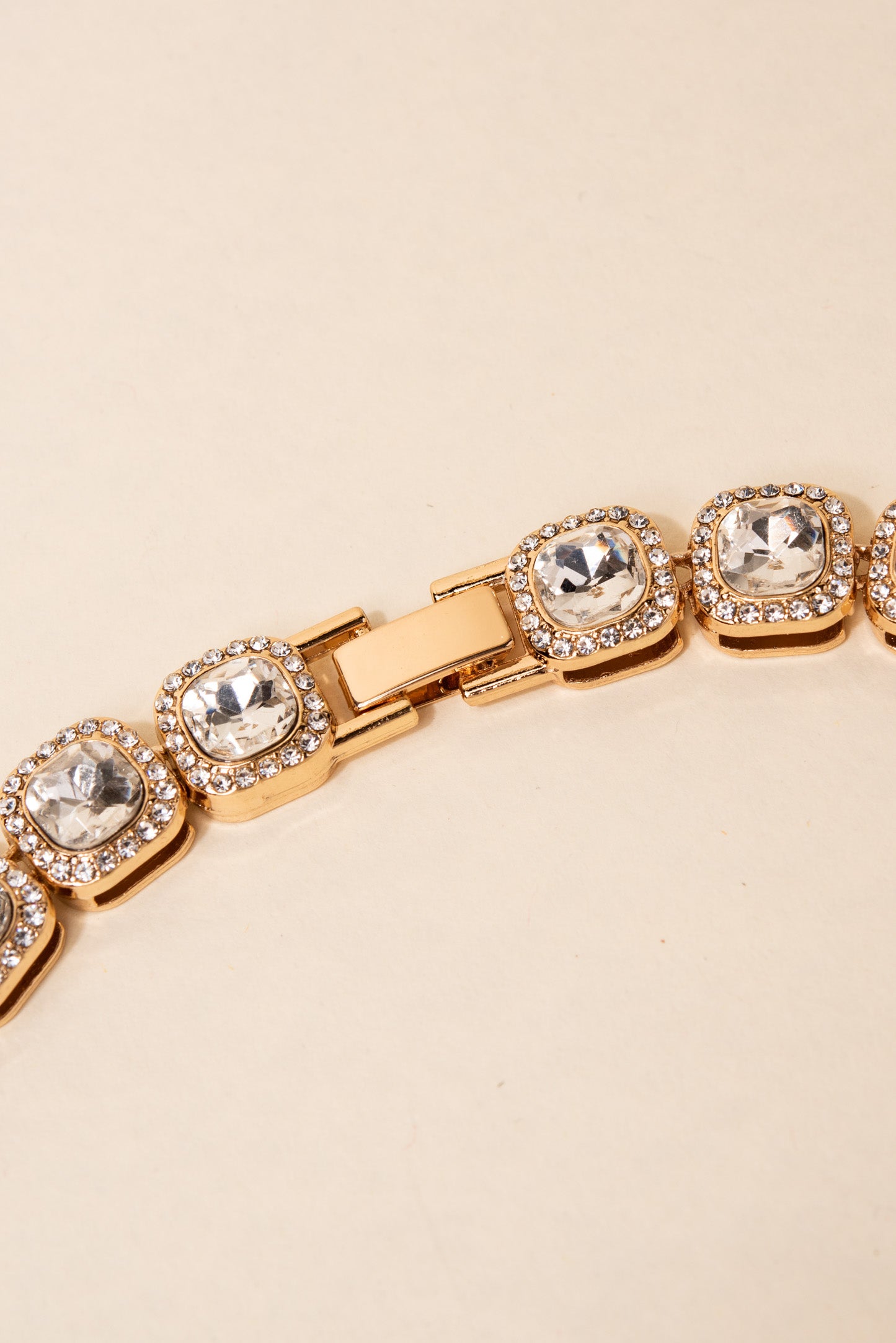 Veda Square Crystal Halo Tennis Necklace Set