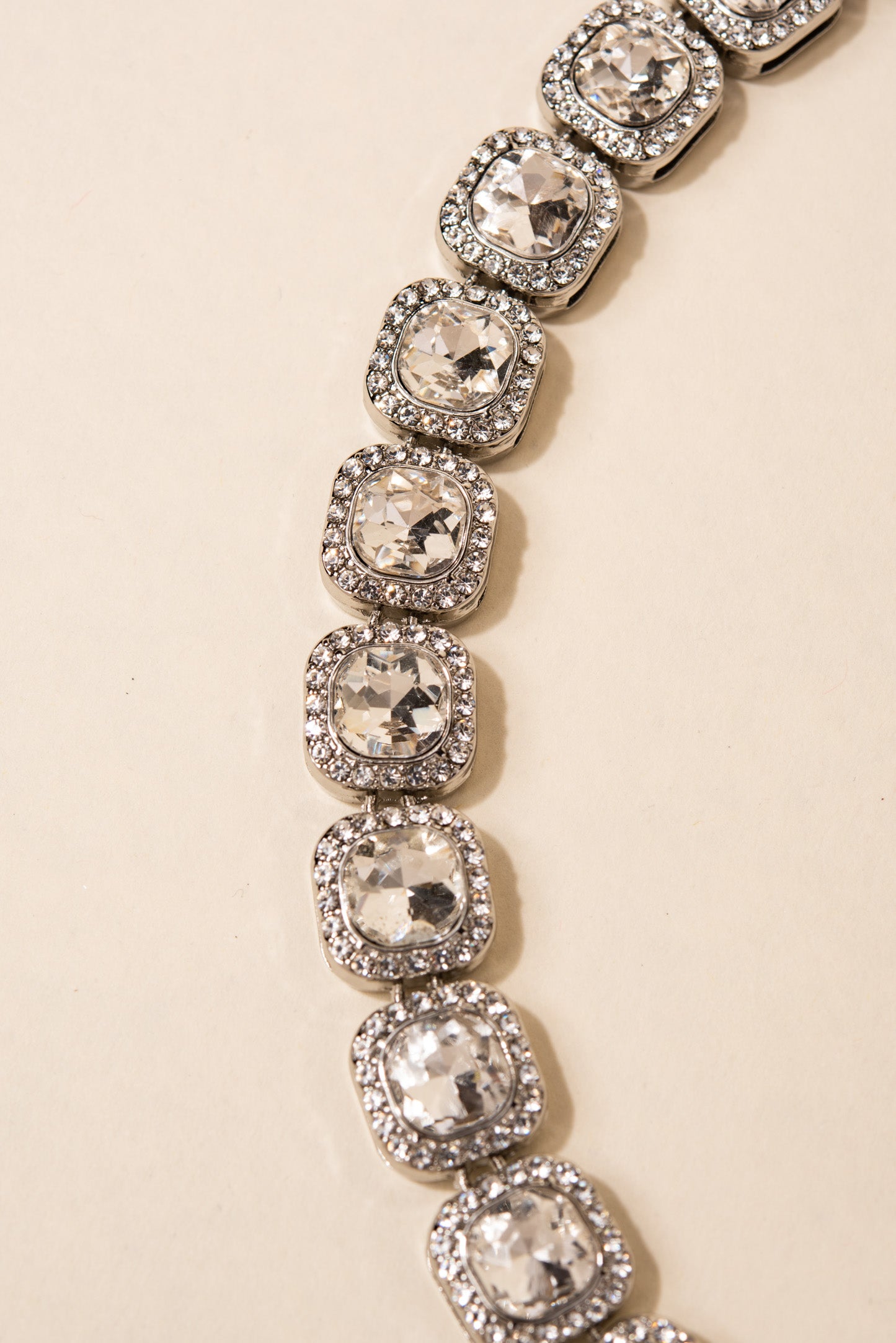 Veda Square Crystal Halo Tennis Necklace Set