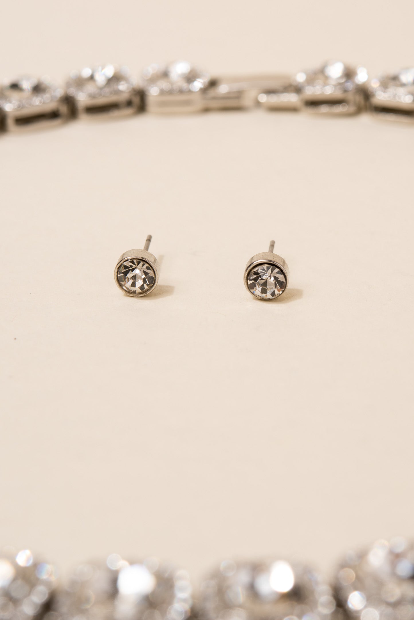Veda Square Crystal Halo Tennis Necklace Set