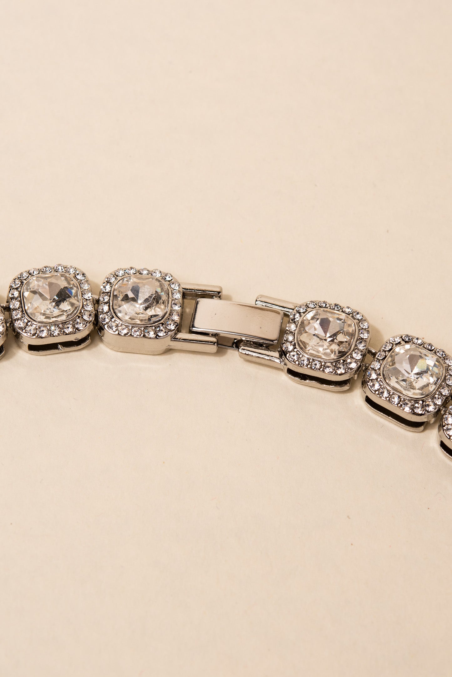 Veda Square Crystal Halo Tennis Necklace Set