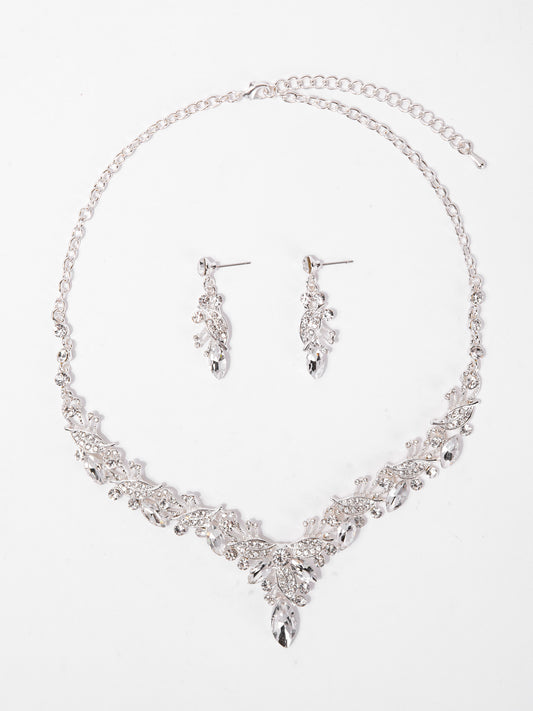 Cecilia Vine Gemstone Cluster V-Shaped Necklace Set