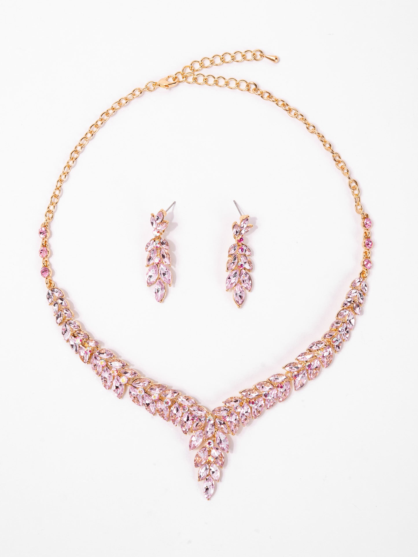 Lia Vine Gemstone Cluster V-Shaped Necklace Set