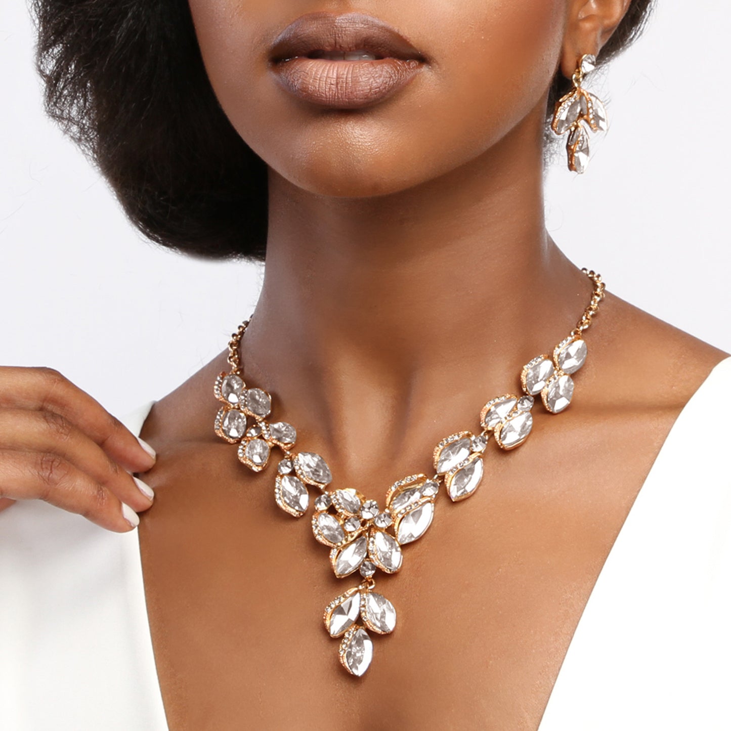Hazel Leaf Droplet Necklace & Earring Set