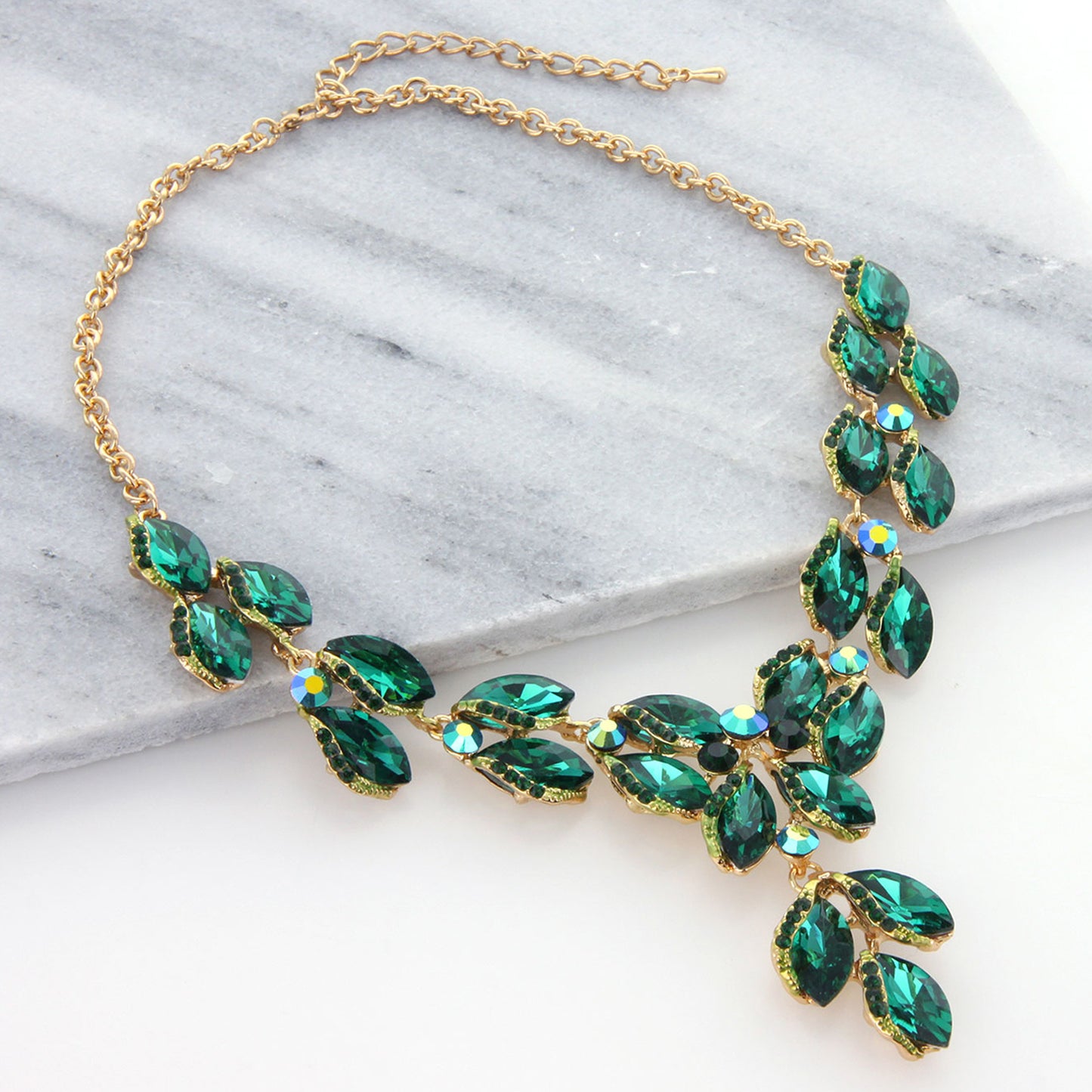 Hazel Leaf Droplet Necklace & Earring Set