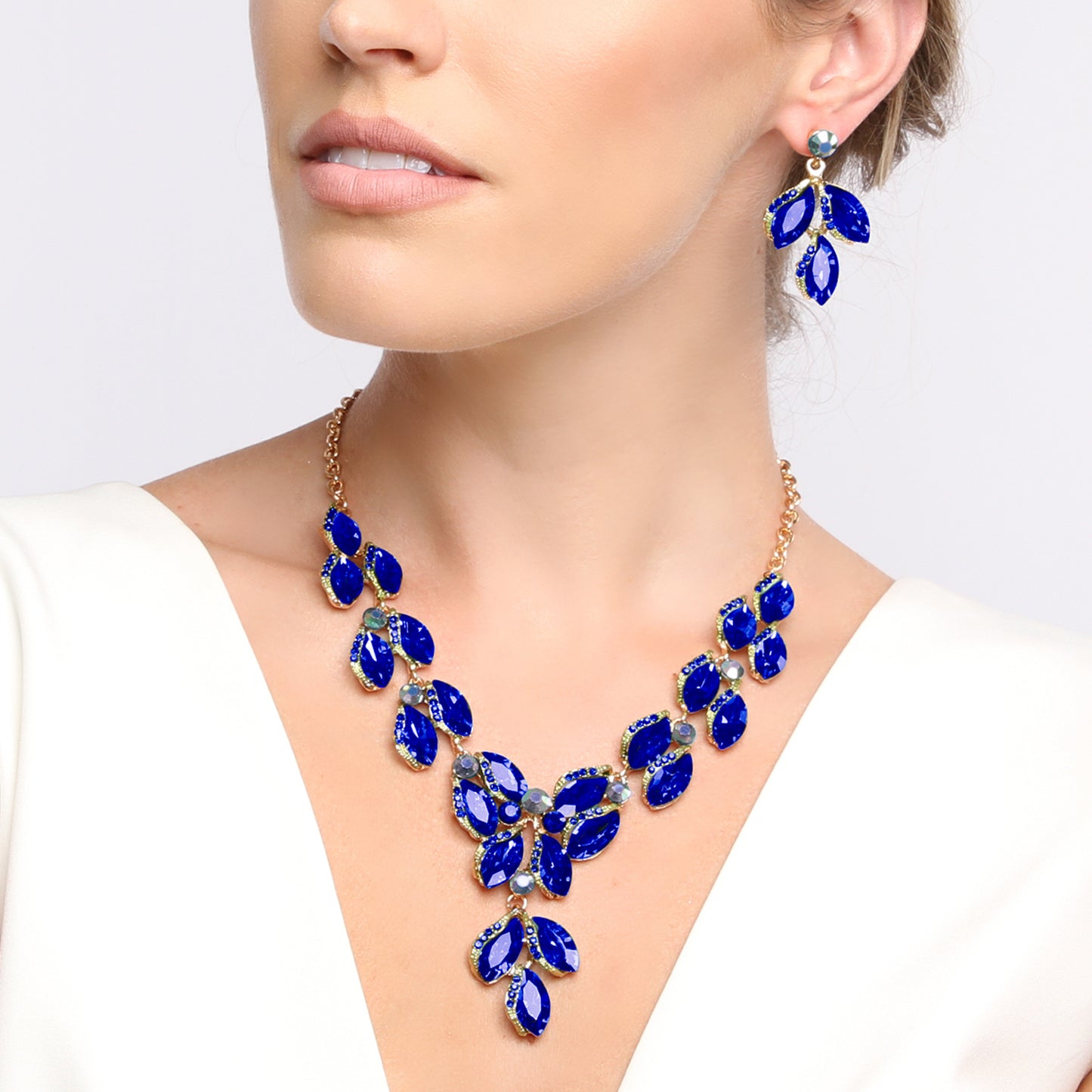 Hazel Leaf Droplet Necklace & Earring Set