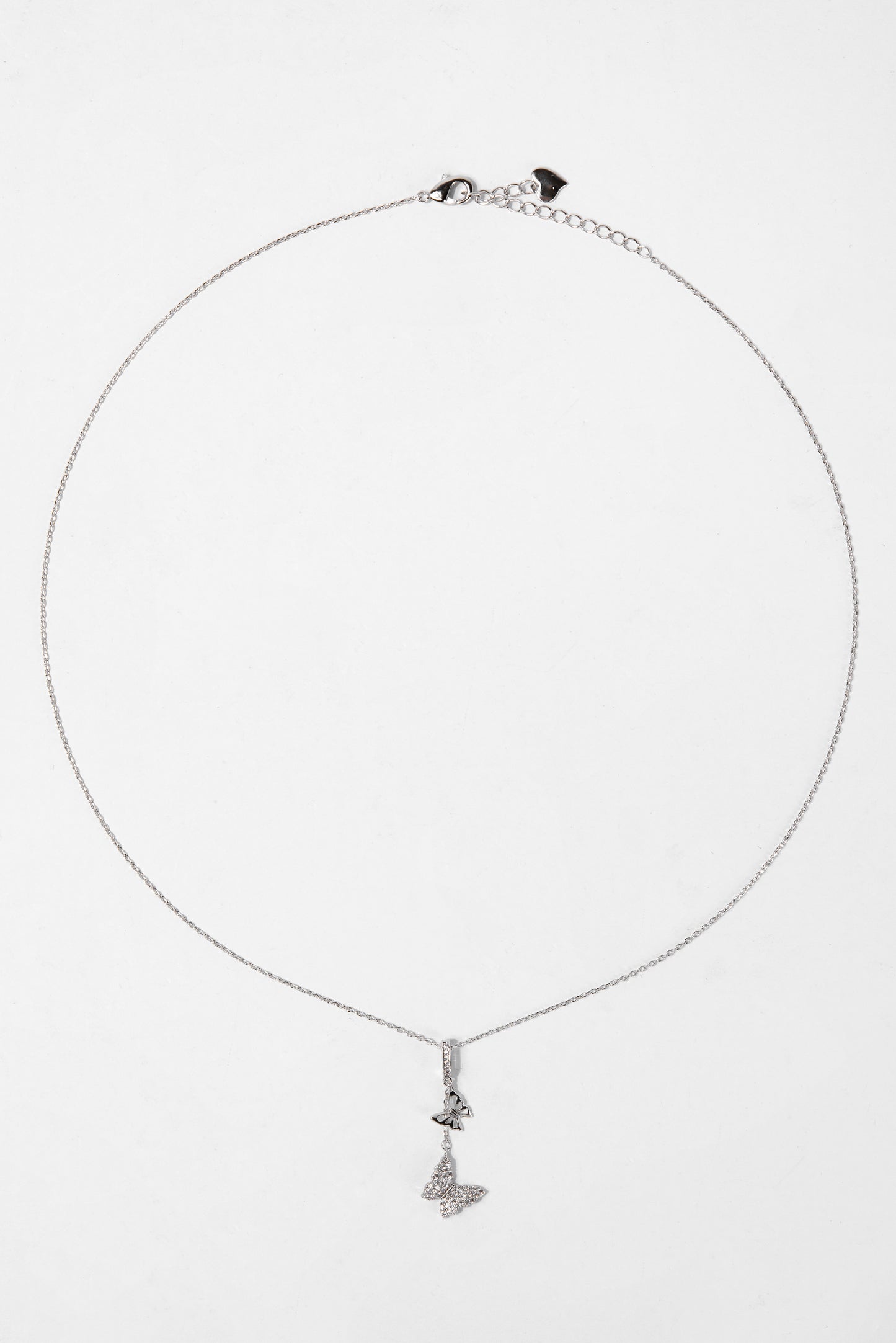 Zara Butterfly CZ White Gold Plated Necklace