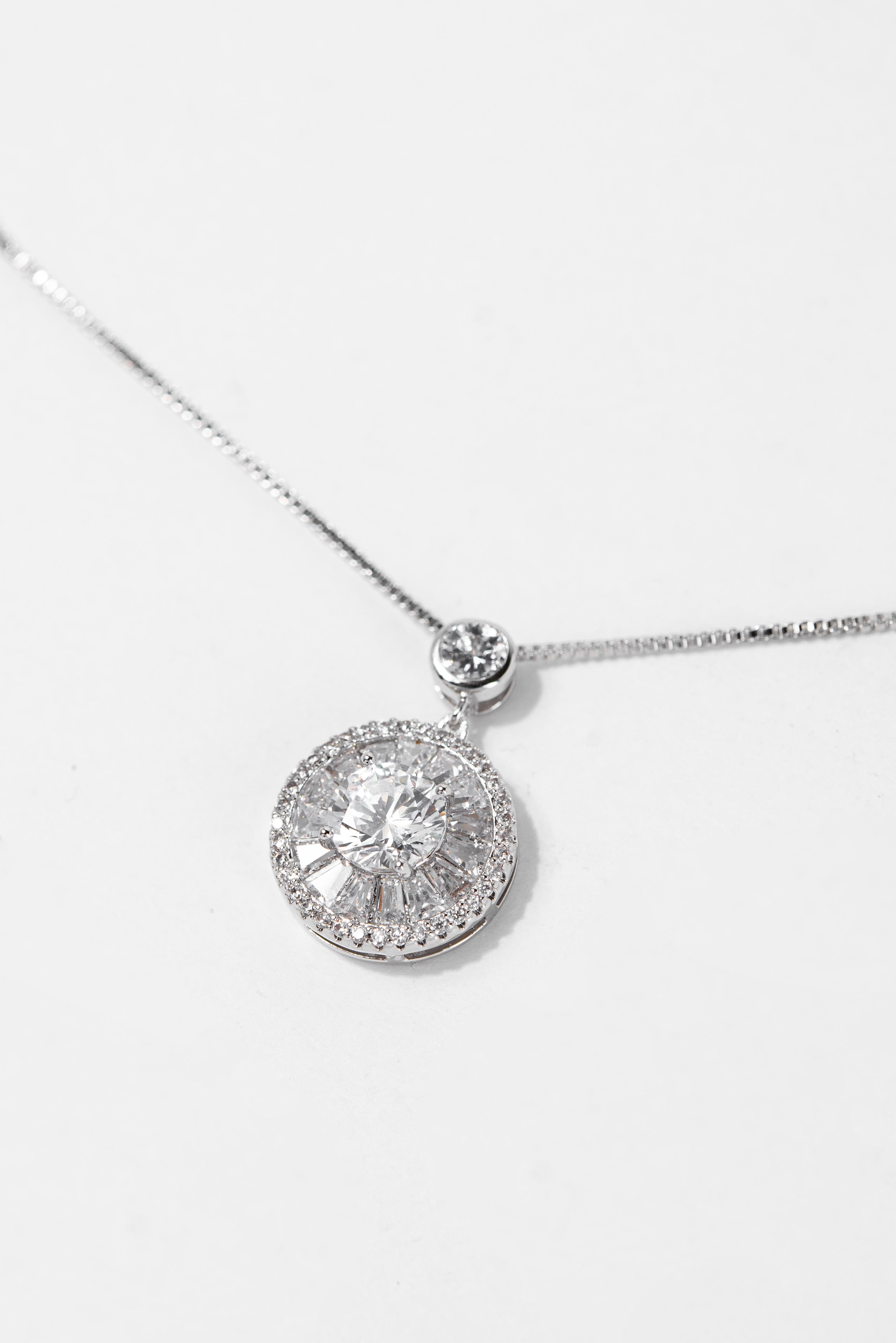 White gold hot sale cz necklace