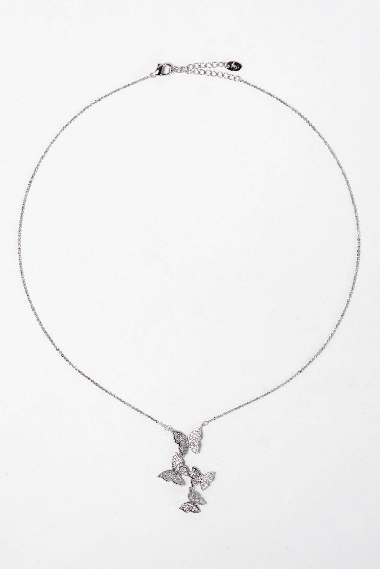 Isabella Butterfly CZ White Gold Plated Necklace