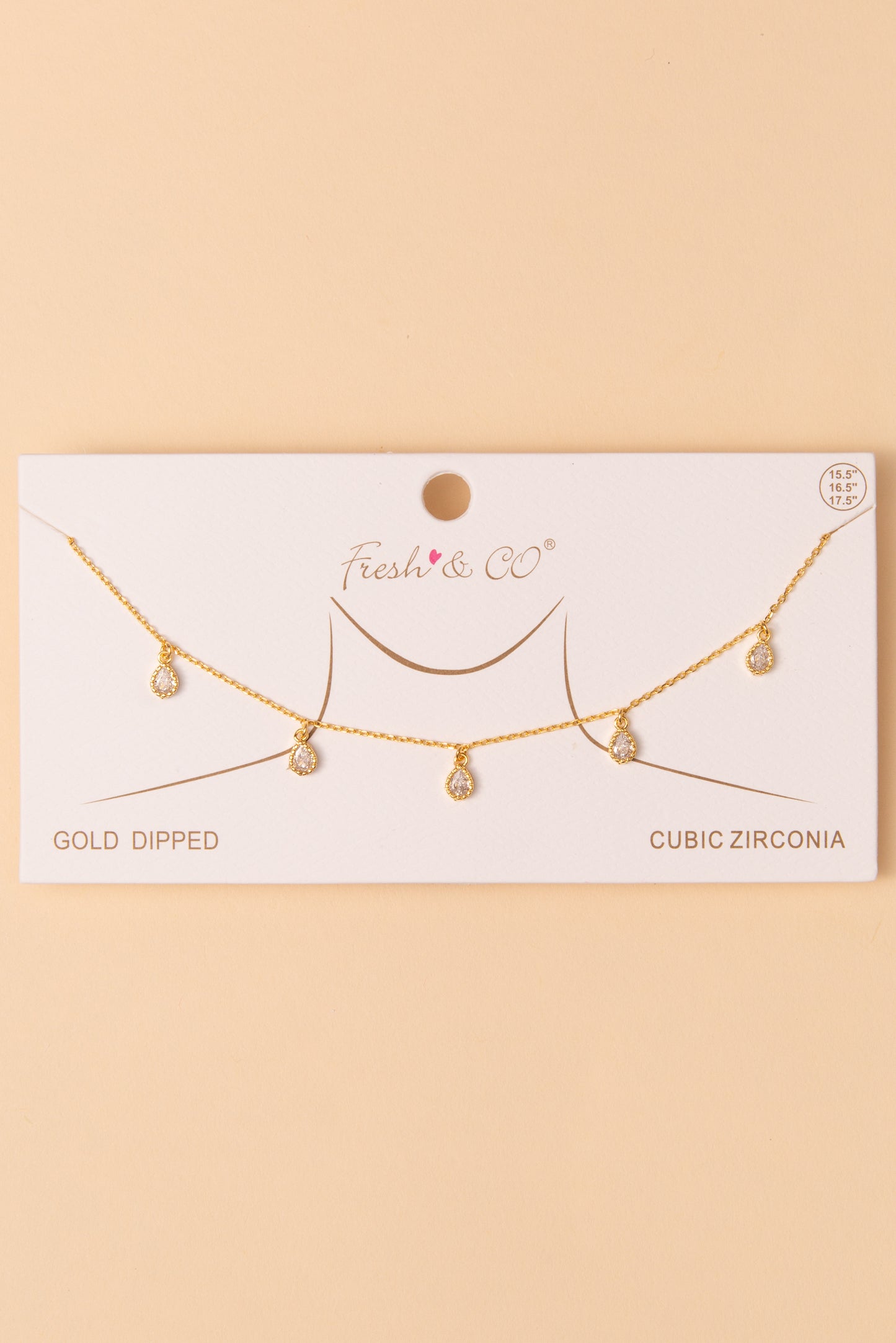 Charlotte Teardrop Cut Cubic Zirconia Station Necklace | Gold