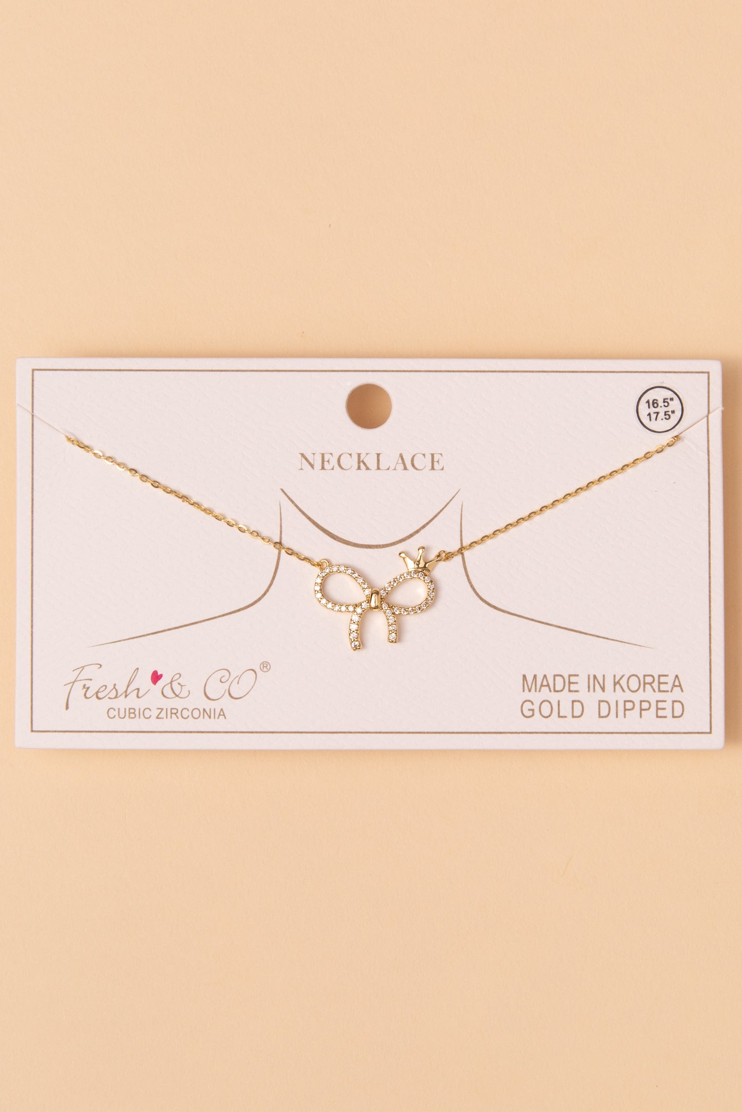 Sofia Cubic Zirconia Bow Pendant Necklace | Gold