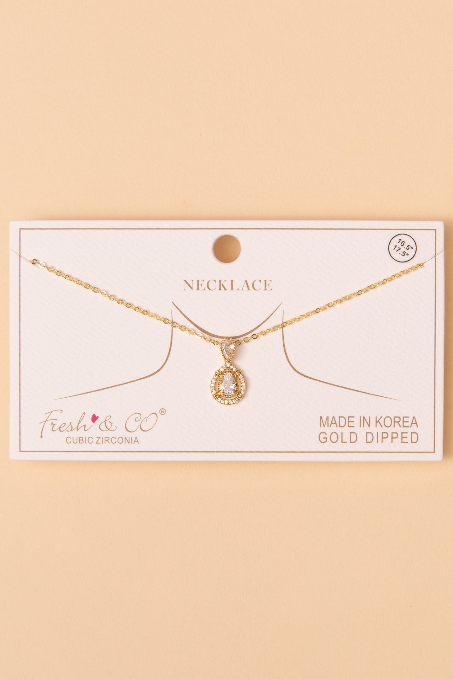 Camila Cubic Zirconia Teardrop Halo Pendant Necklace | Gold