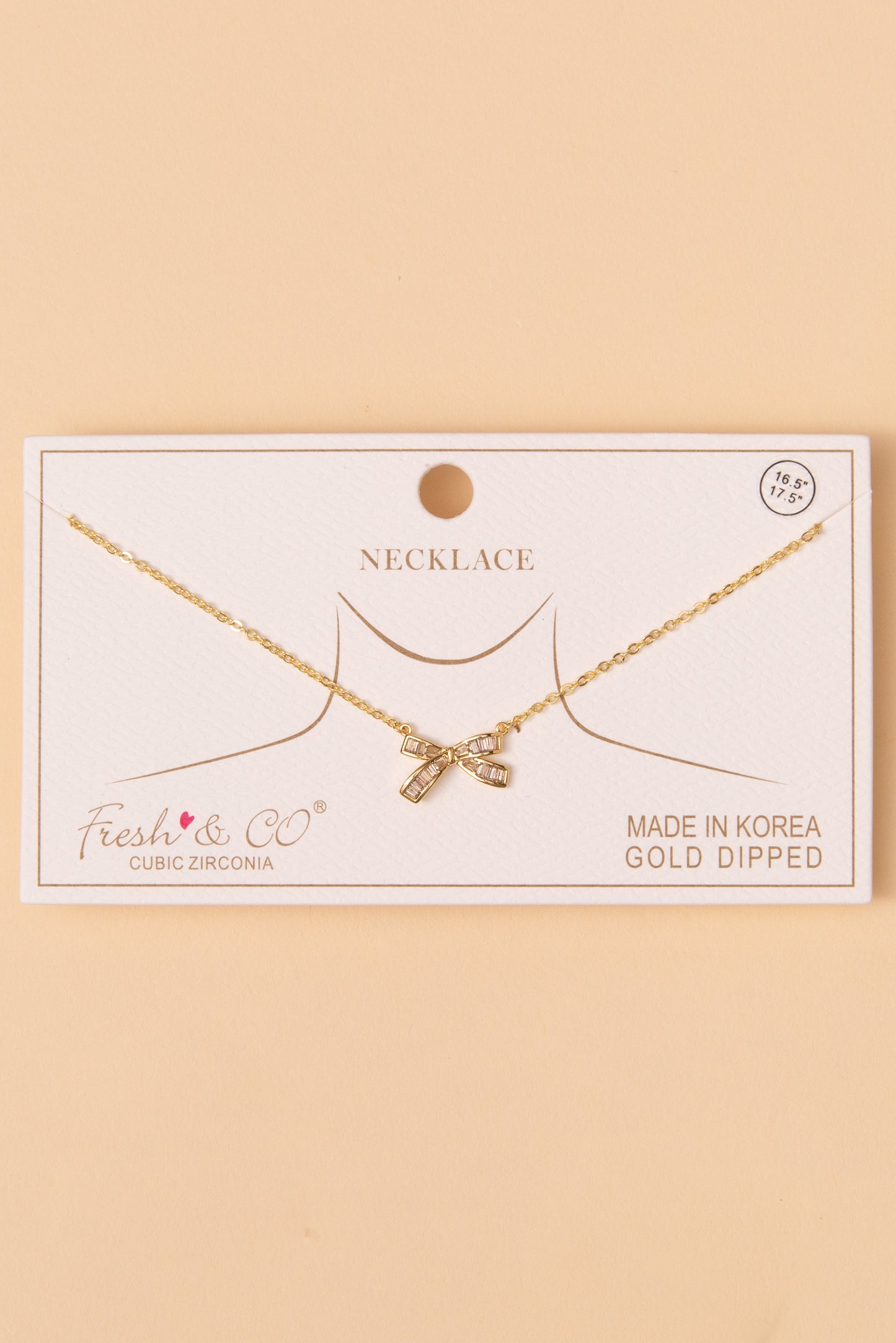 Harper Cubic Zirconia Bow Pendant Necklace | Gold