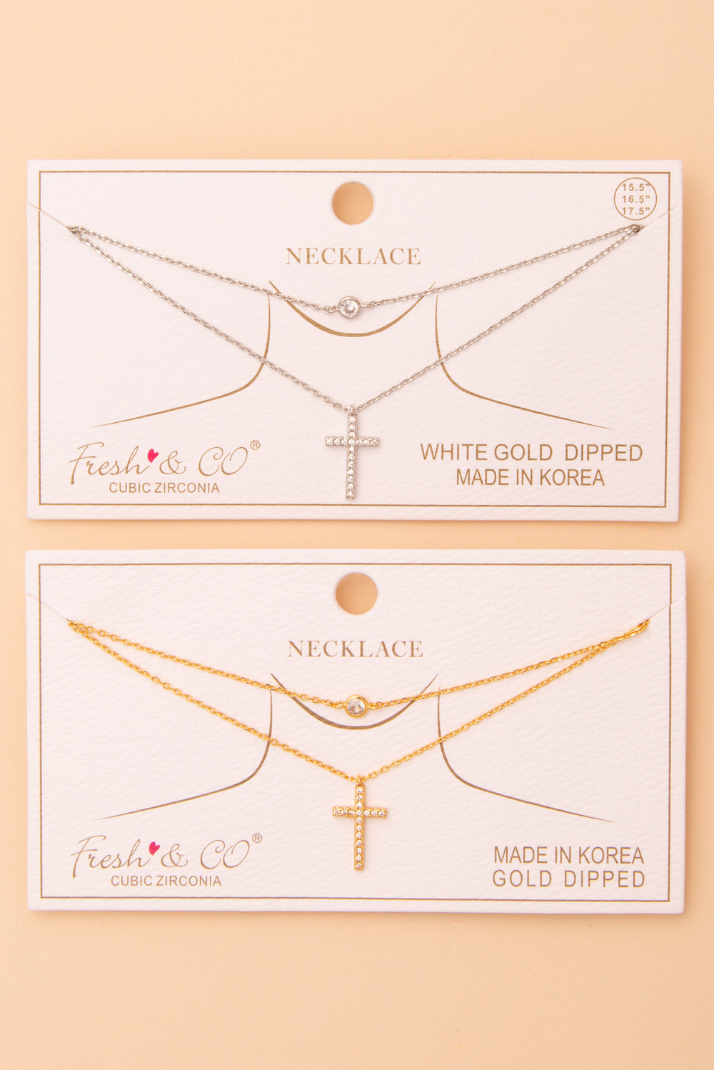 Mary Cubic Zirconia Cross Pavé Pendant Chain Necklace