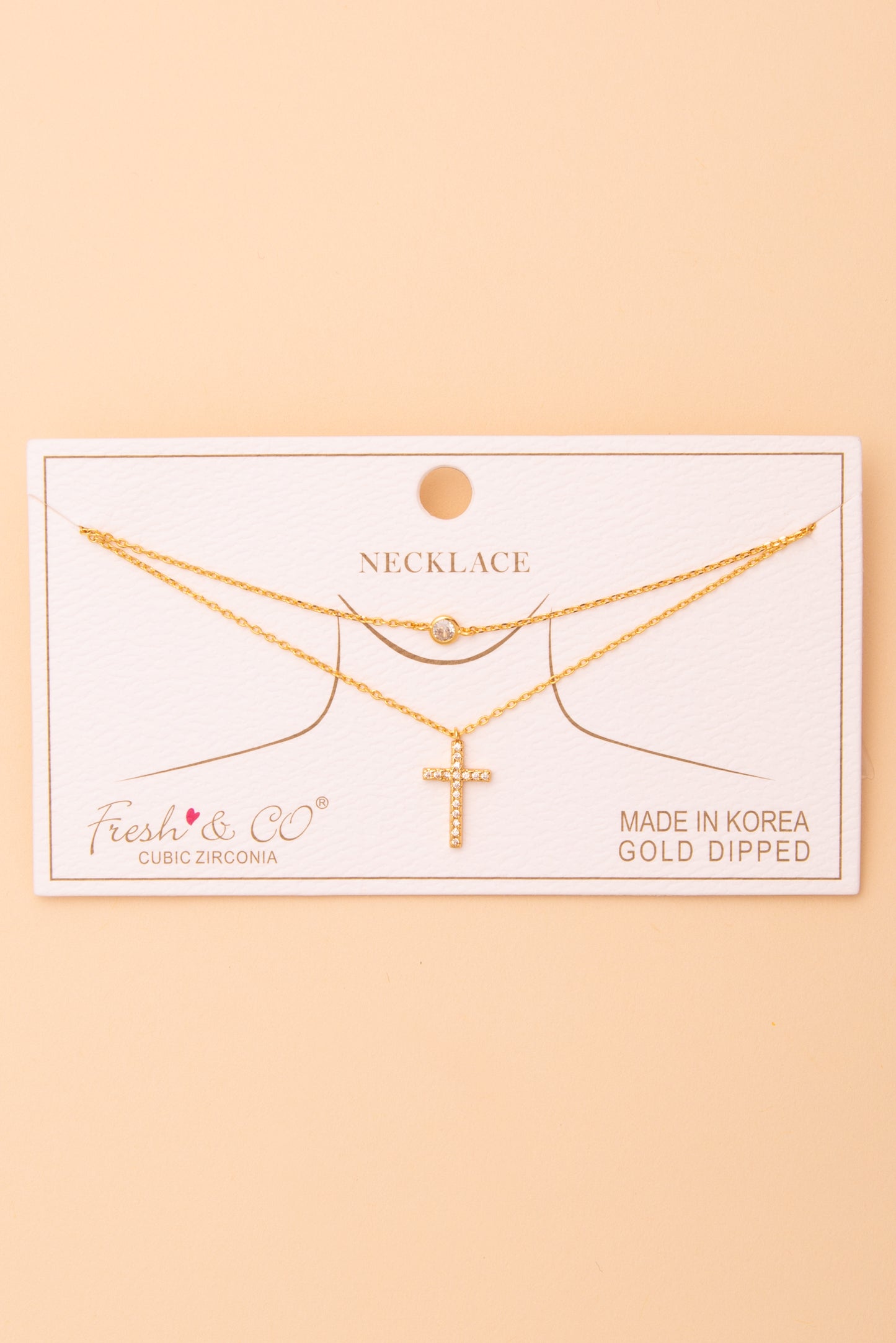 Mary Cubic Zirconia Cross Pavé Pendant Chain Necklace