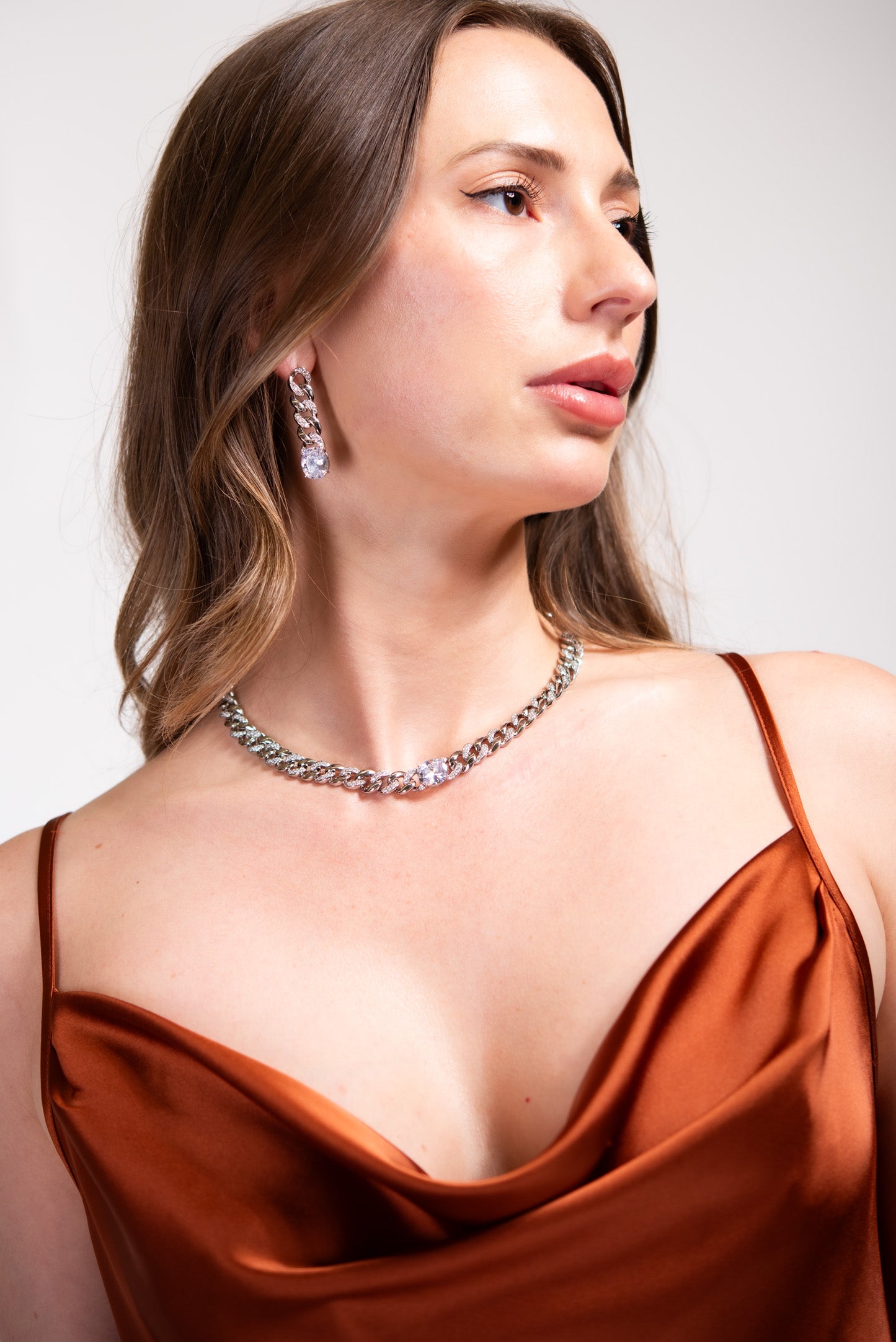 Cuban CZ Necklace Set