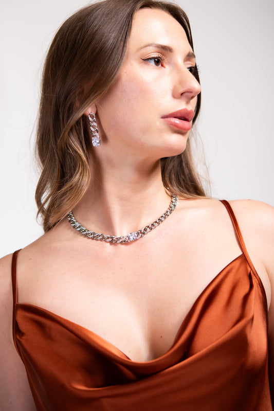 Cuban CZ Necklace Set
