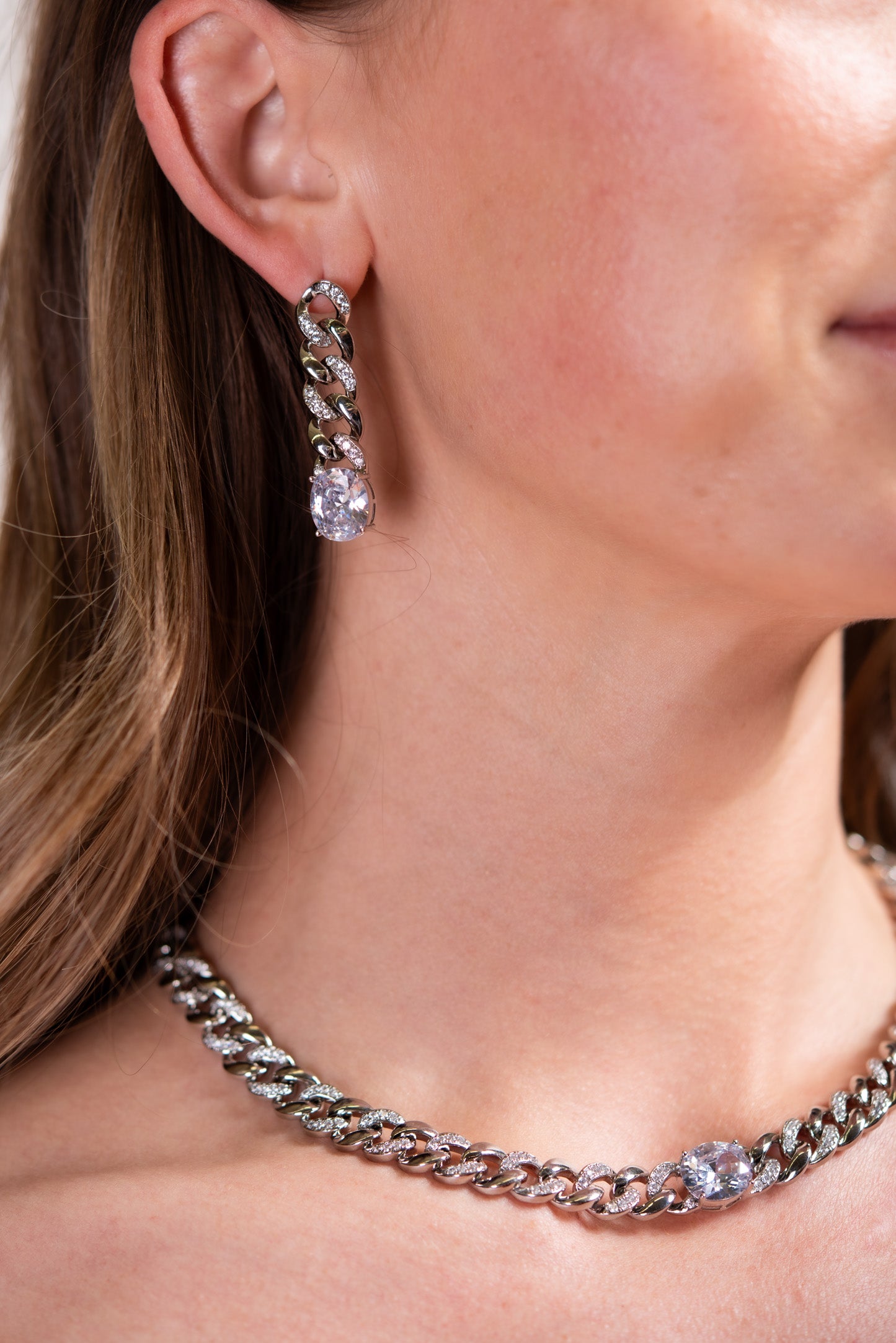 Cuban CZ Necklace Set