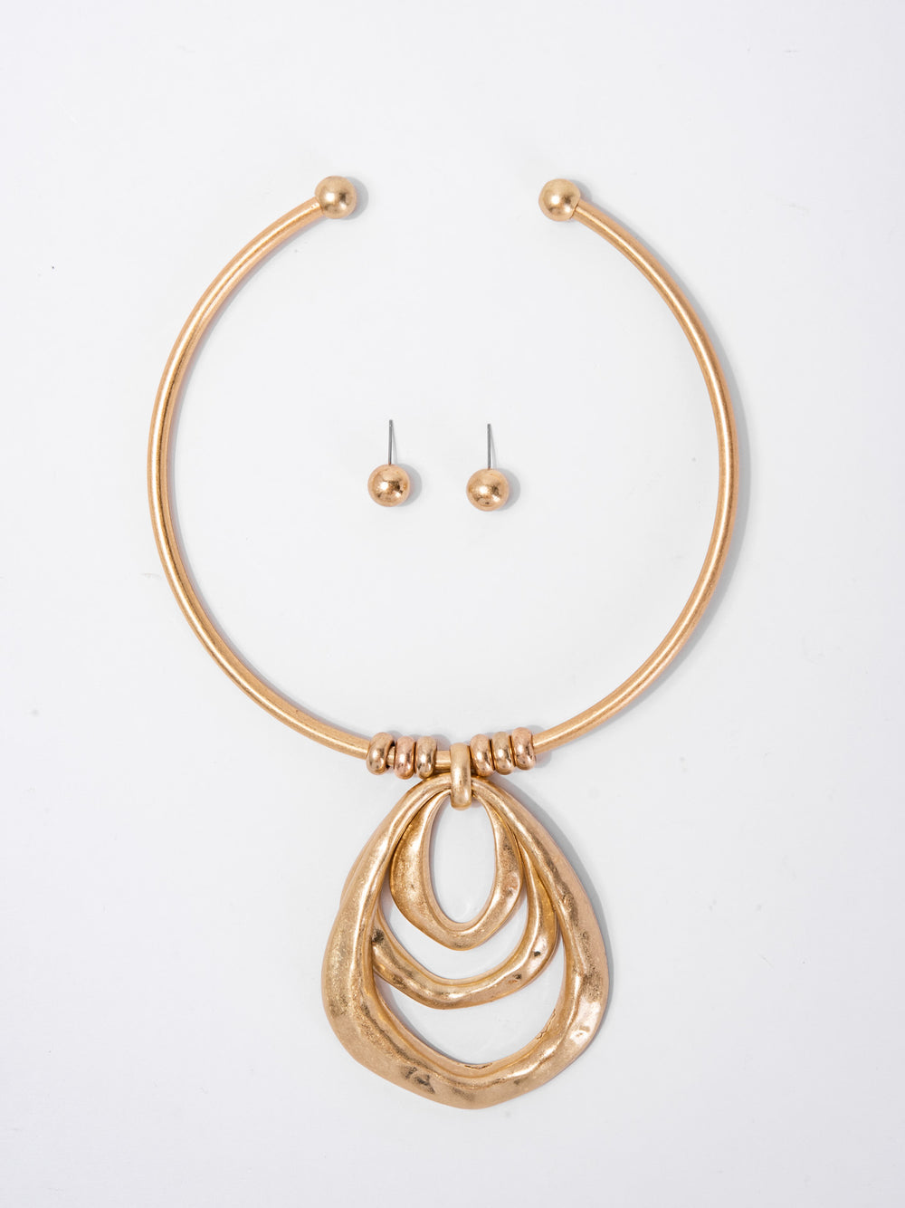 Riley Statement Metal Stone Necklace Set