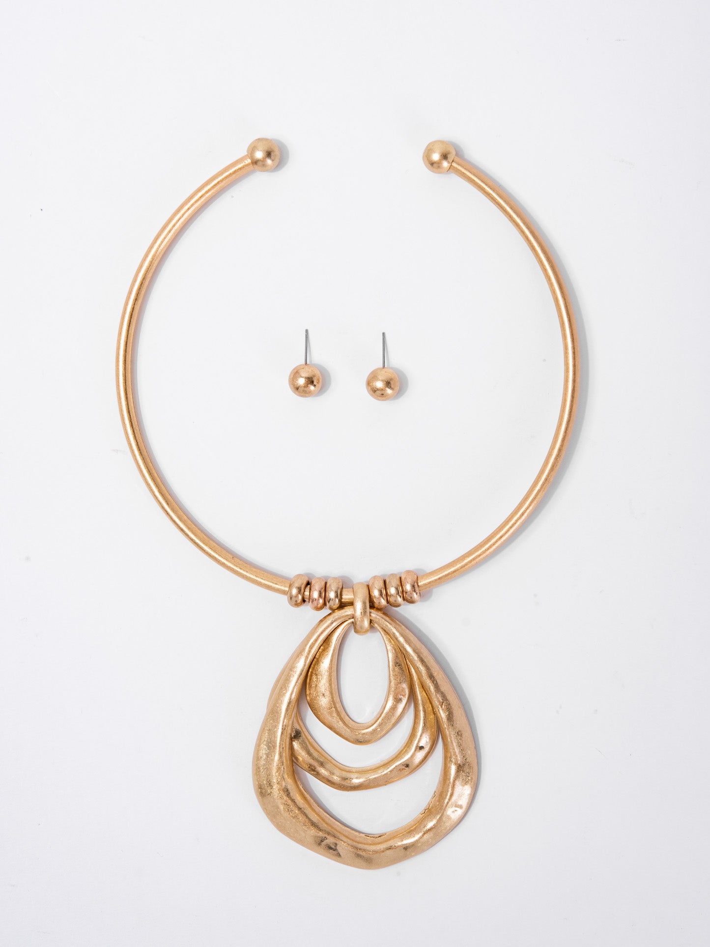 Riley Statement Metal Stone Necklace Set