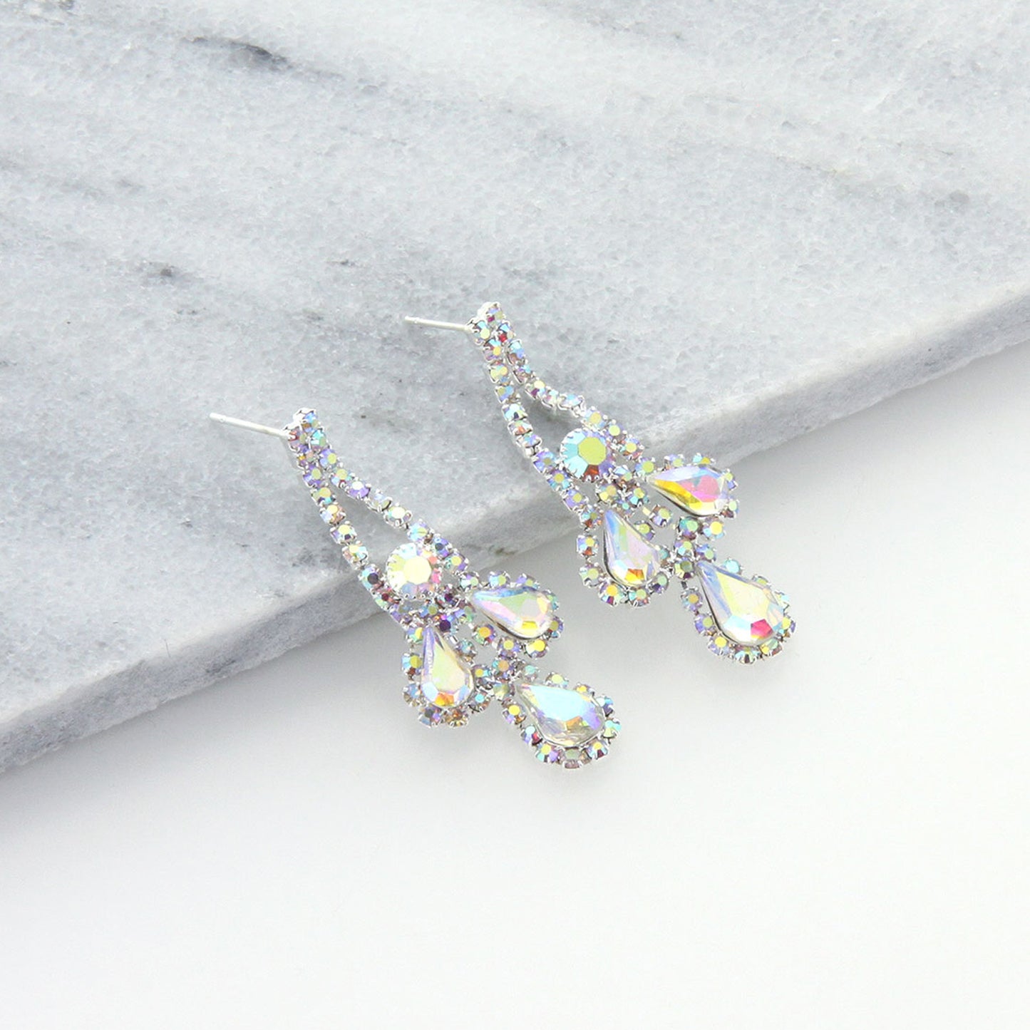 Brianna Teardrop Halo Stone Necklace & Earring Set