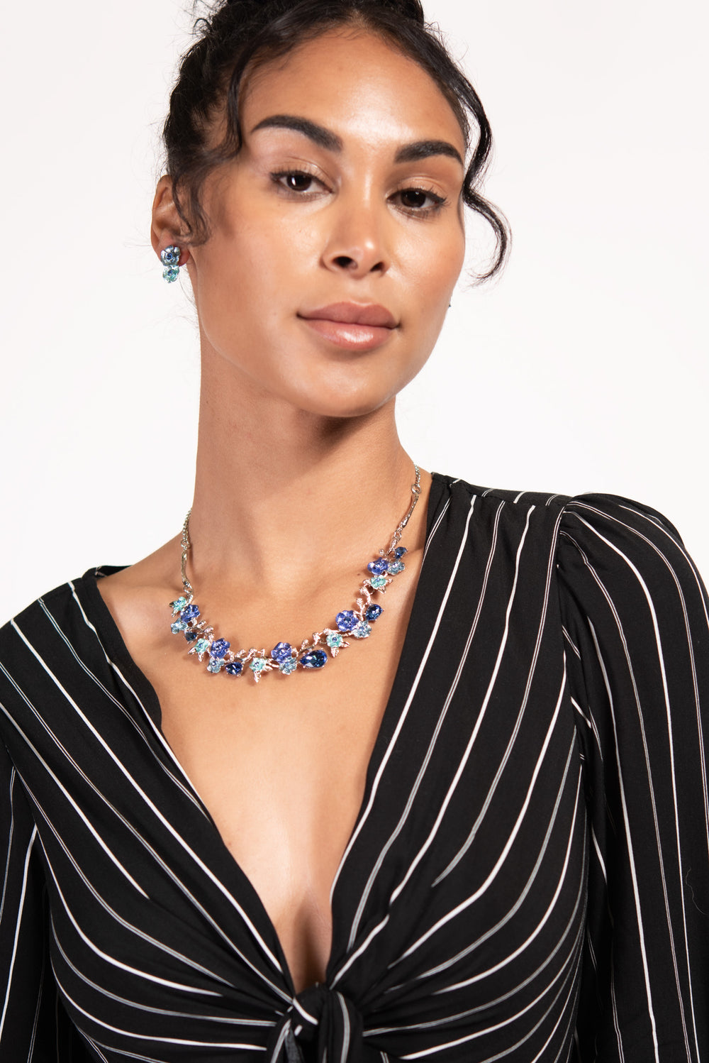 Amira Floral Vine Necklace & Earring Set | Blue