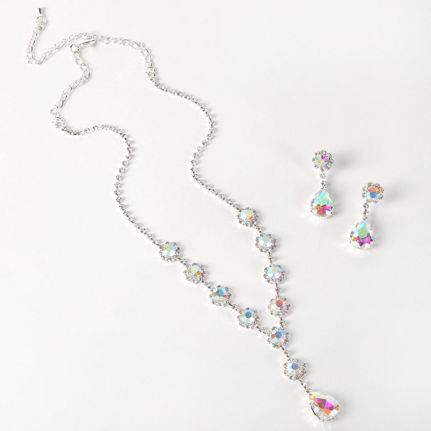 Candace Teardrop Rhinestone Necklace & Earring Set