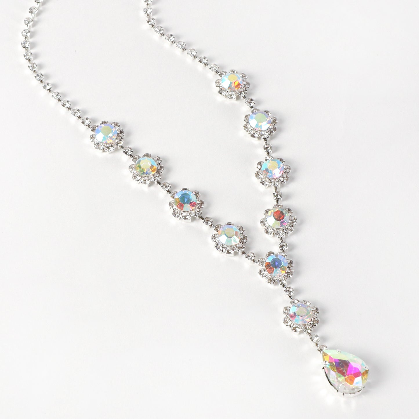 Candace Teardrop Rhinestone Necklace & Earring Set