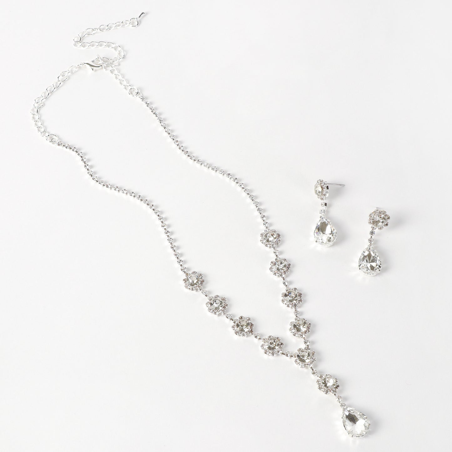 Candace Teardrop Rhinestone Necklace & Earring Set