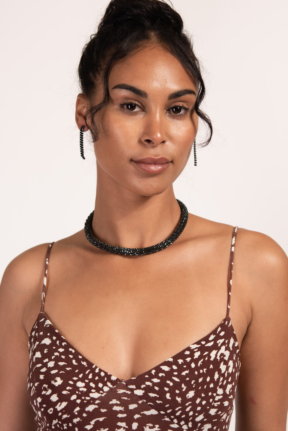 Iris Rhinestone Necklace and Earring Set | Black