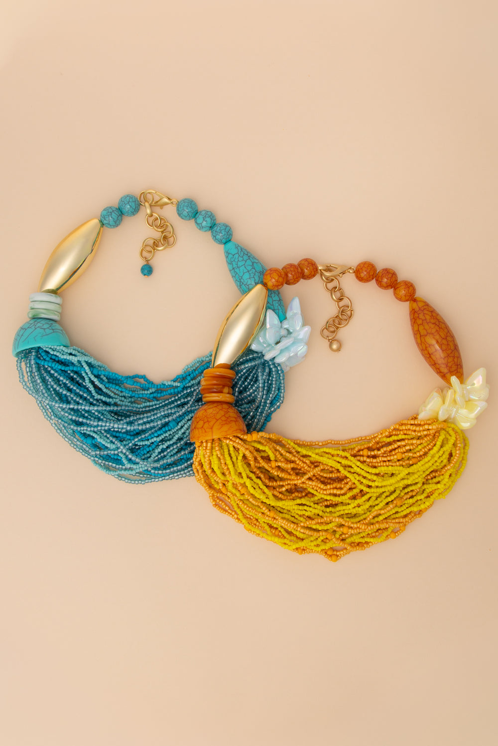 Emily Colored Marbled Beads Torsade Necklace