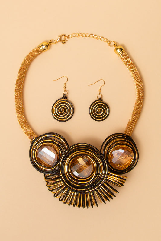 Caroline Spiral Stone Amulet Necklace Set | Copper