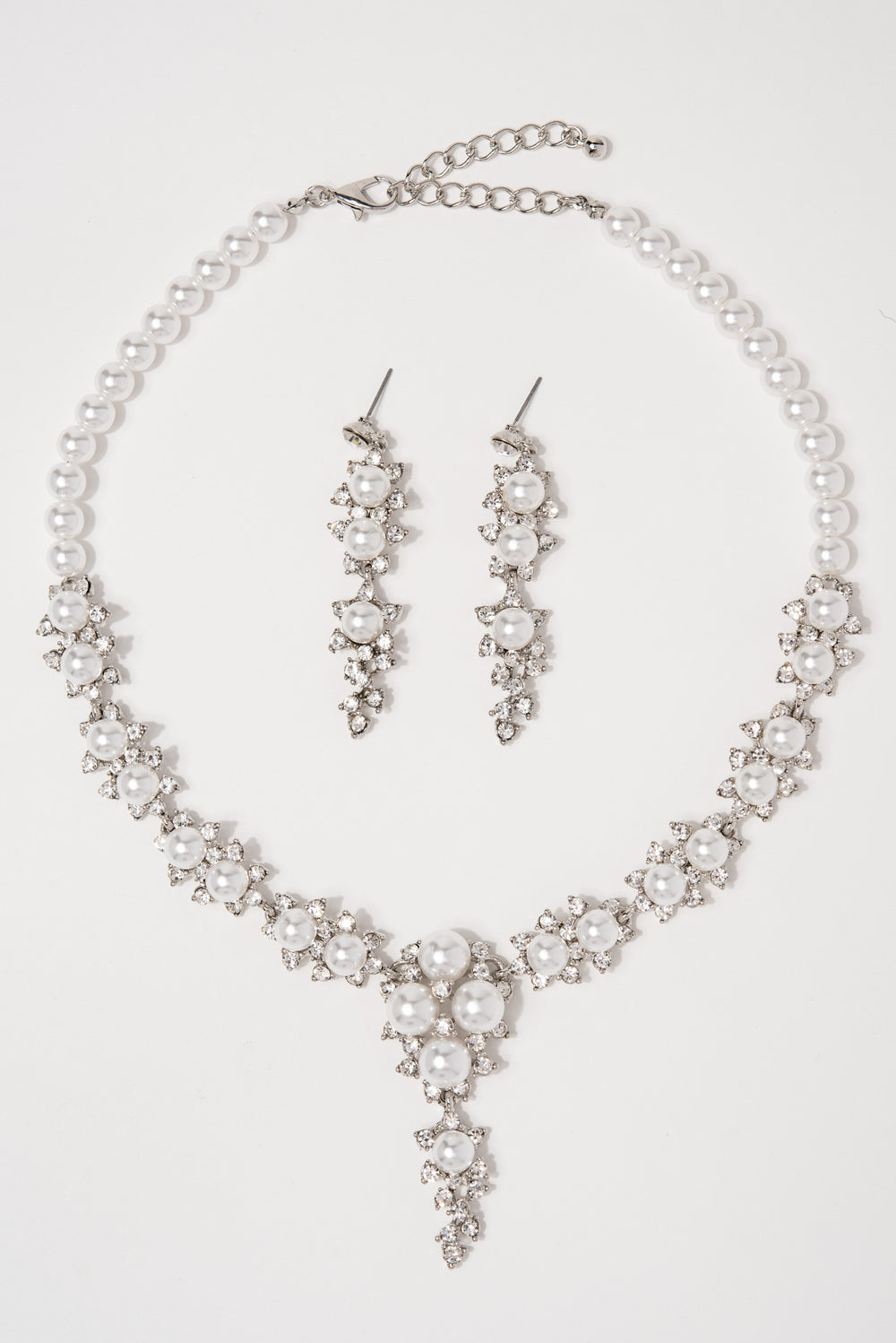 Hailey Glam Cubic Z Necklace Set - Silver
