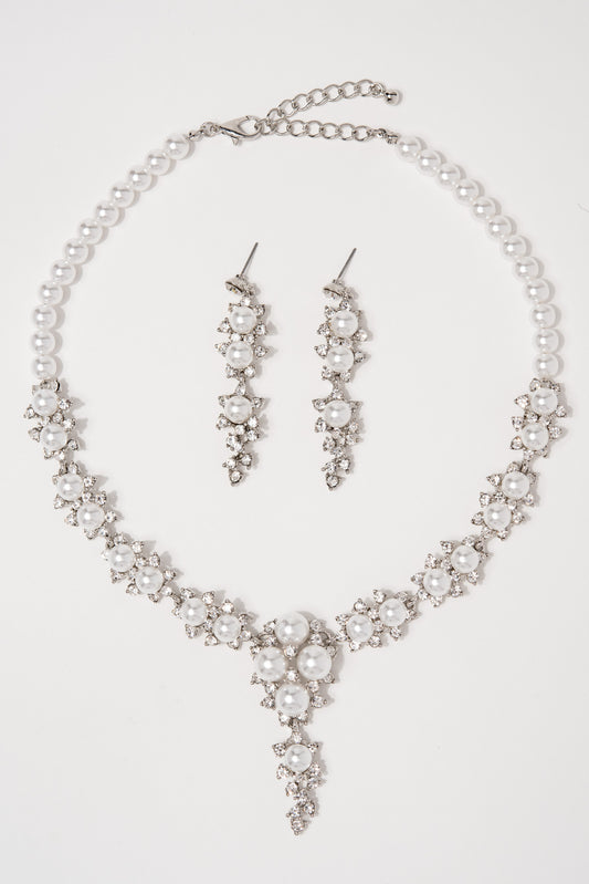 Hailey Glam Cubic Z Necklace Set - Silver