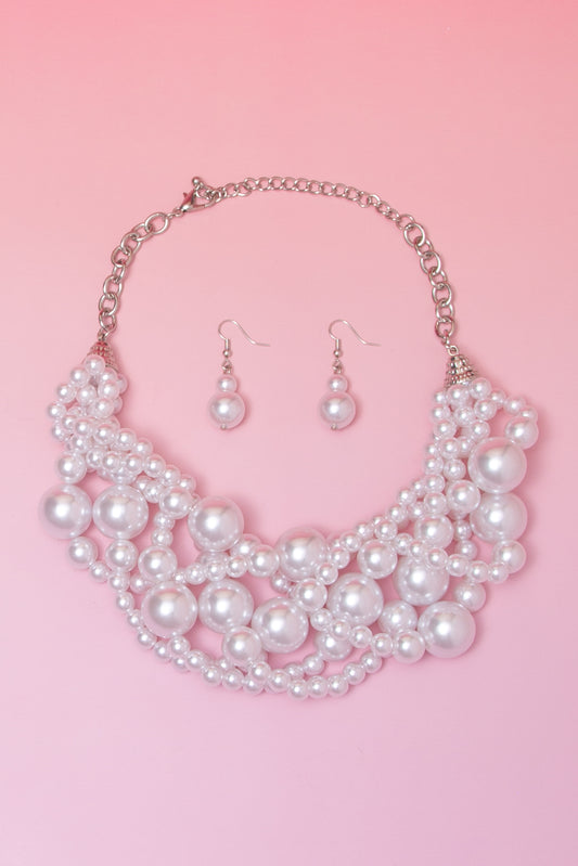 Maria Twisted Pearl Pretzel Necklace & Earring Set