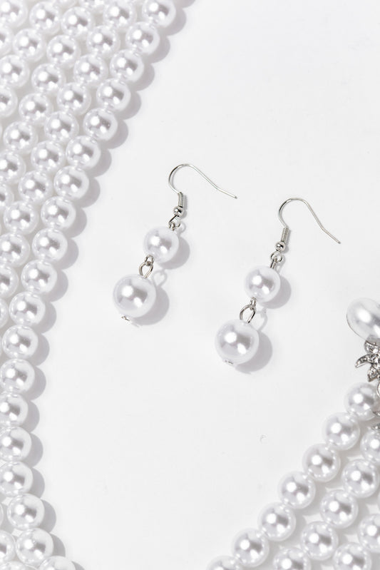 Lucia Luxurious Pearl Statement Necklace Set | White