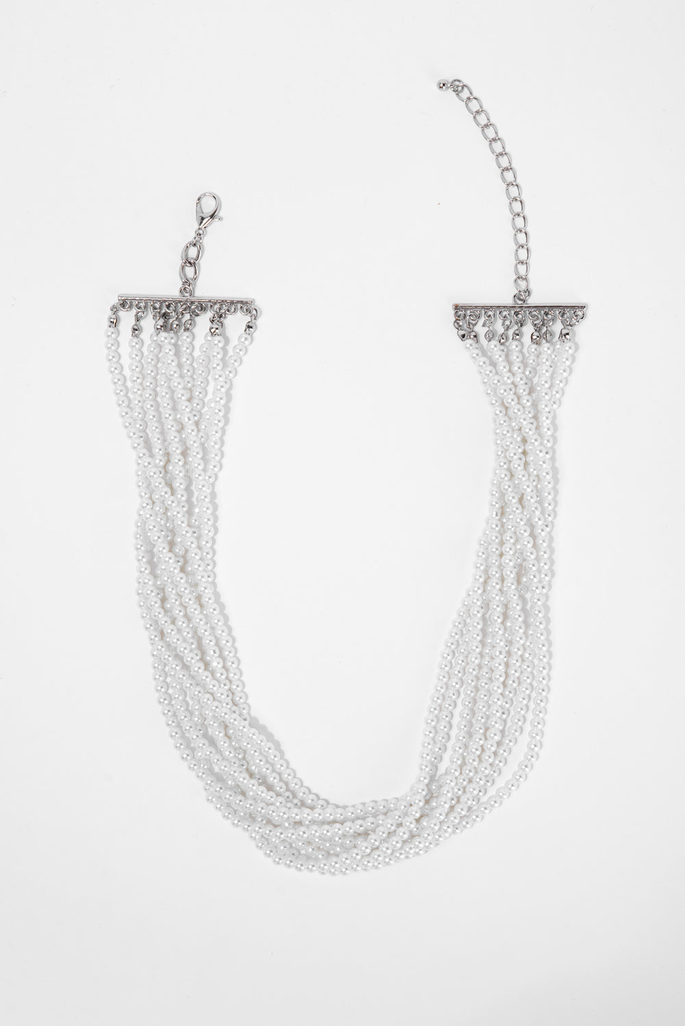 Giovanna 9 Line Pearl Necklace Set | White