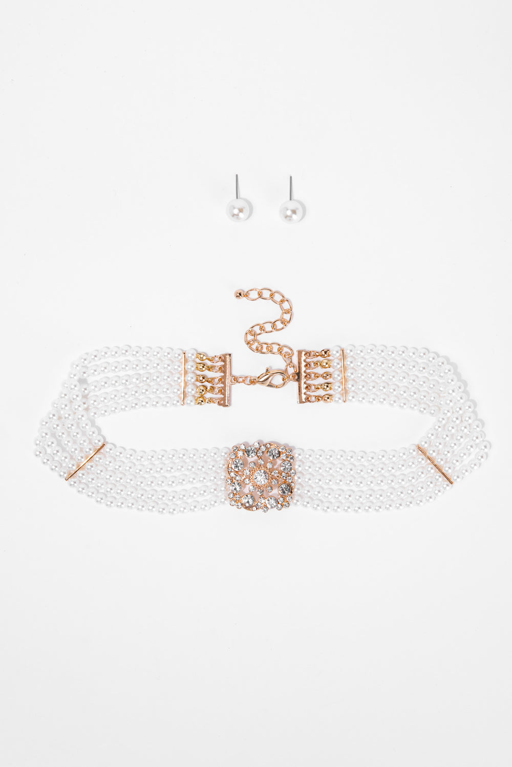 Gillian Pearl 5 Line Choker Necklace Set | Cream