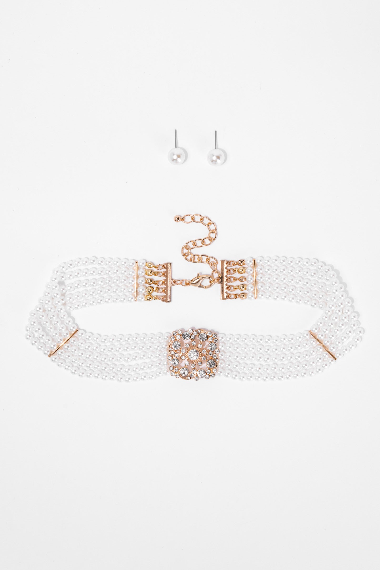 Gillian Pearl 5 Line Choker Necklace Set