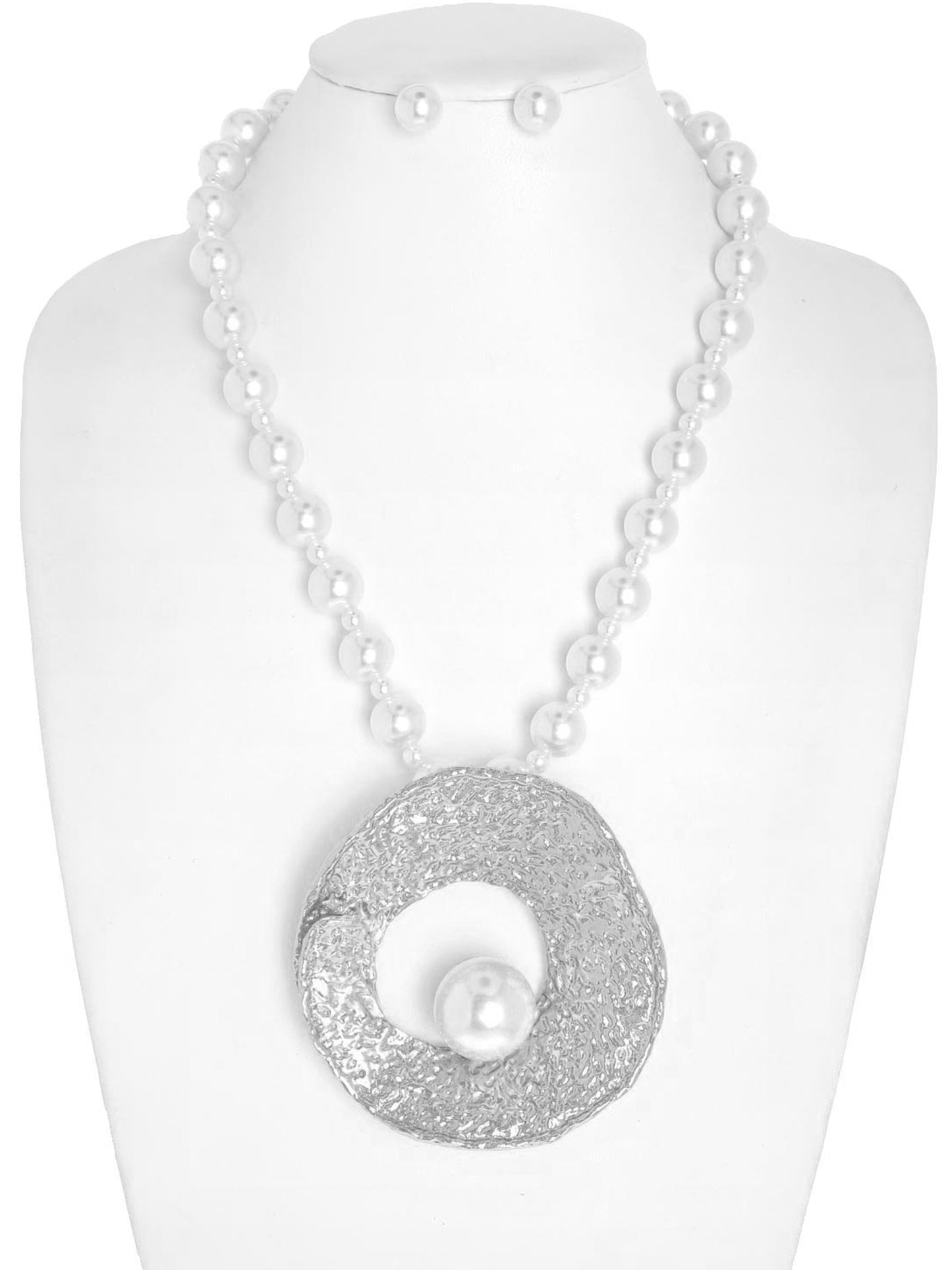 Anya Pearl Open Circle Large Pendant Necklace Set