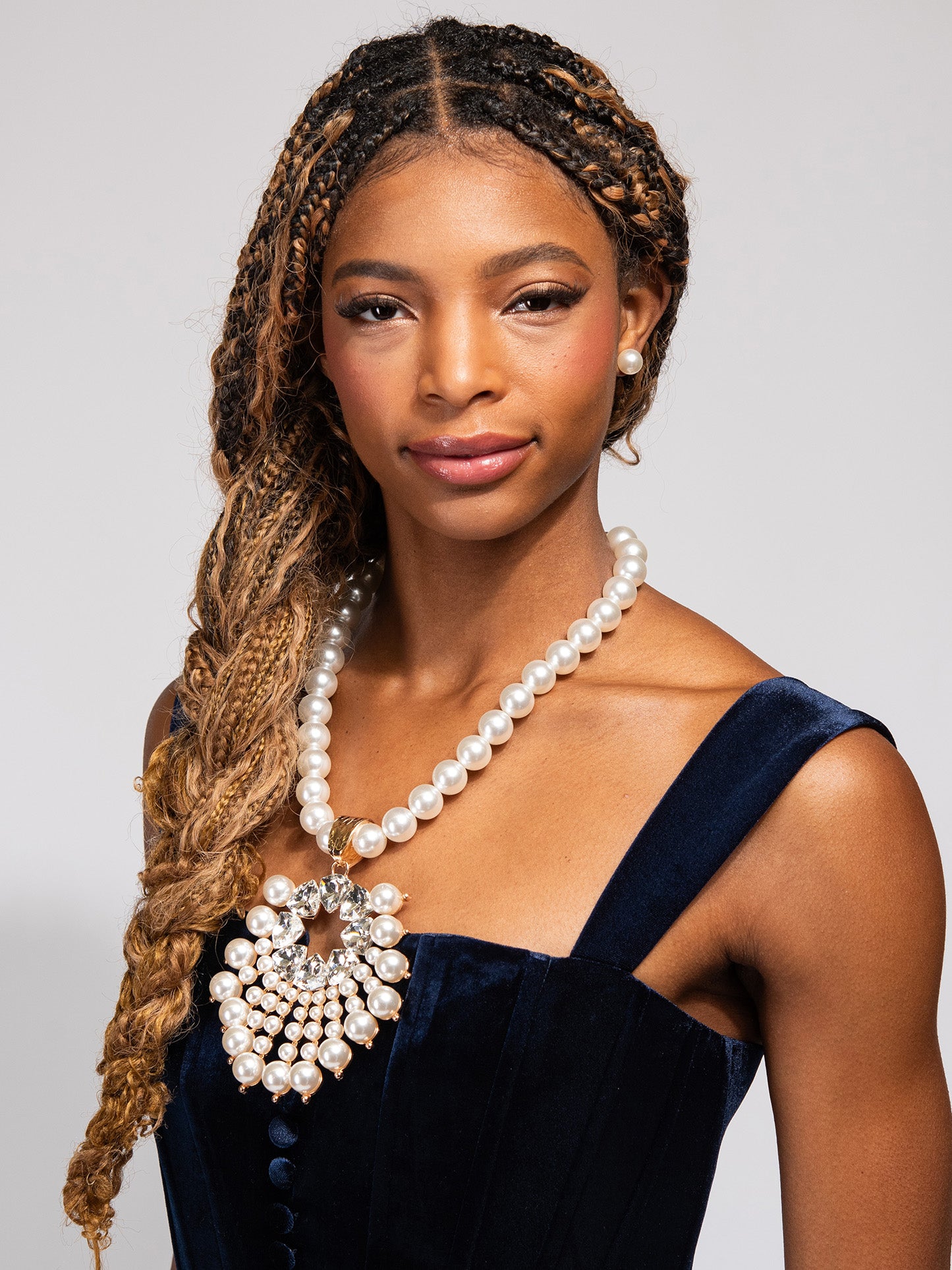 Jenna Pearl Strand Sunburst Gemstone Necklace Set