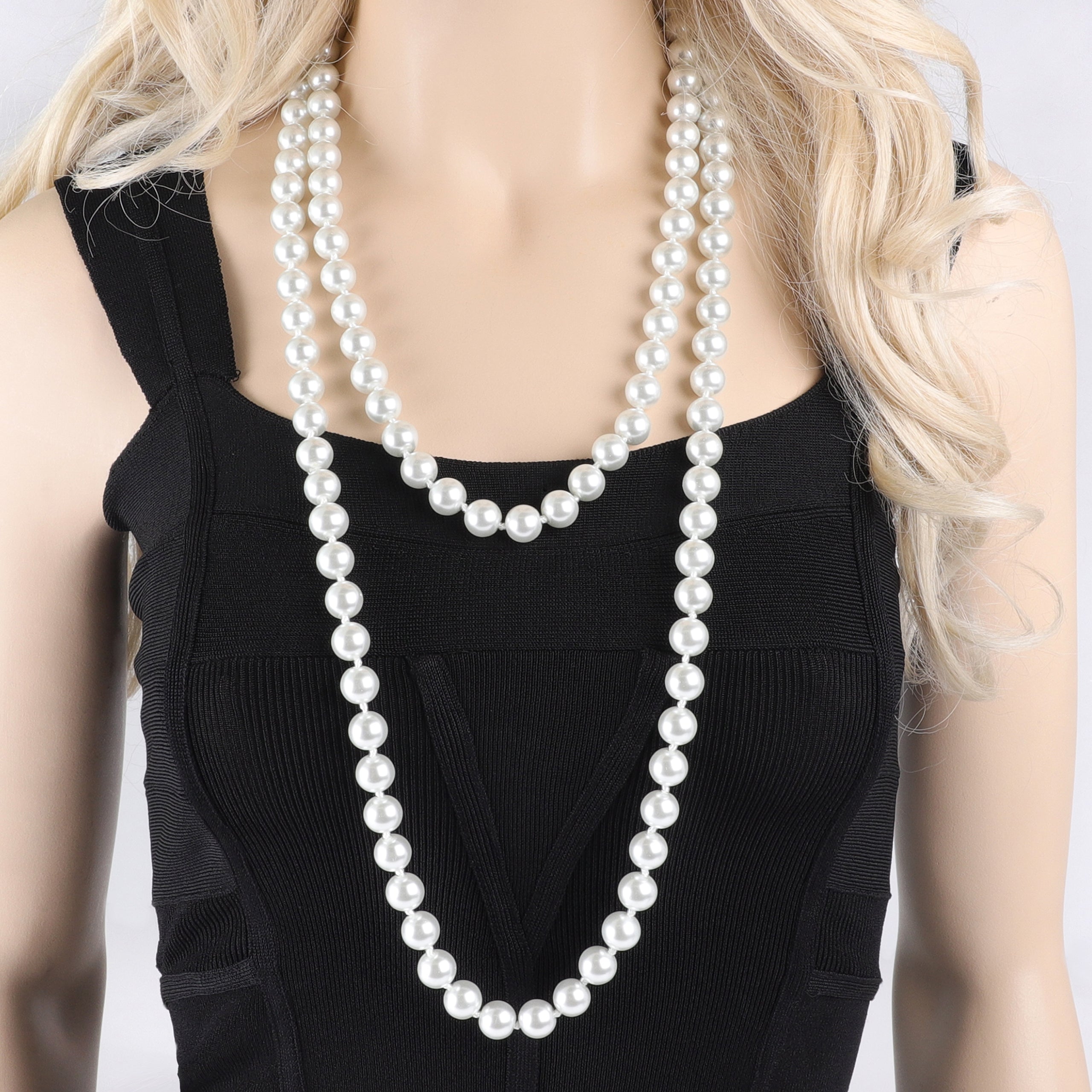 Audrey Endless 60" Pearl Necklace | White