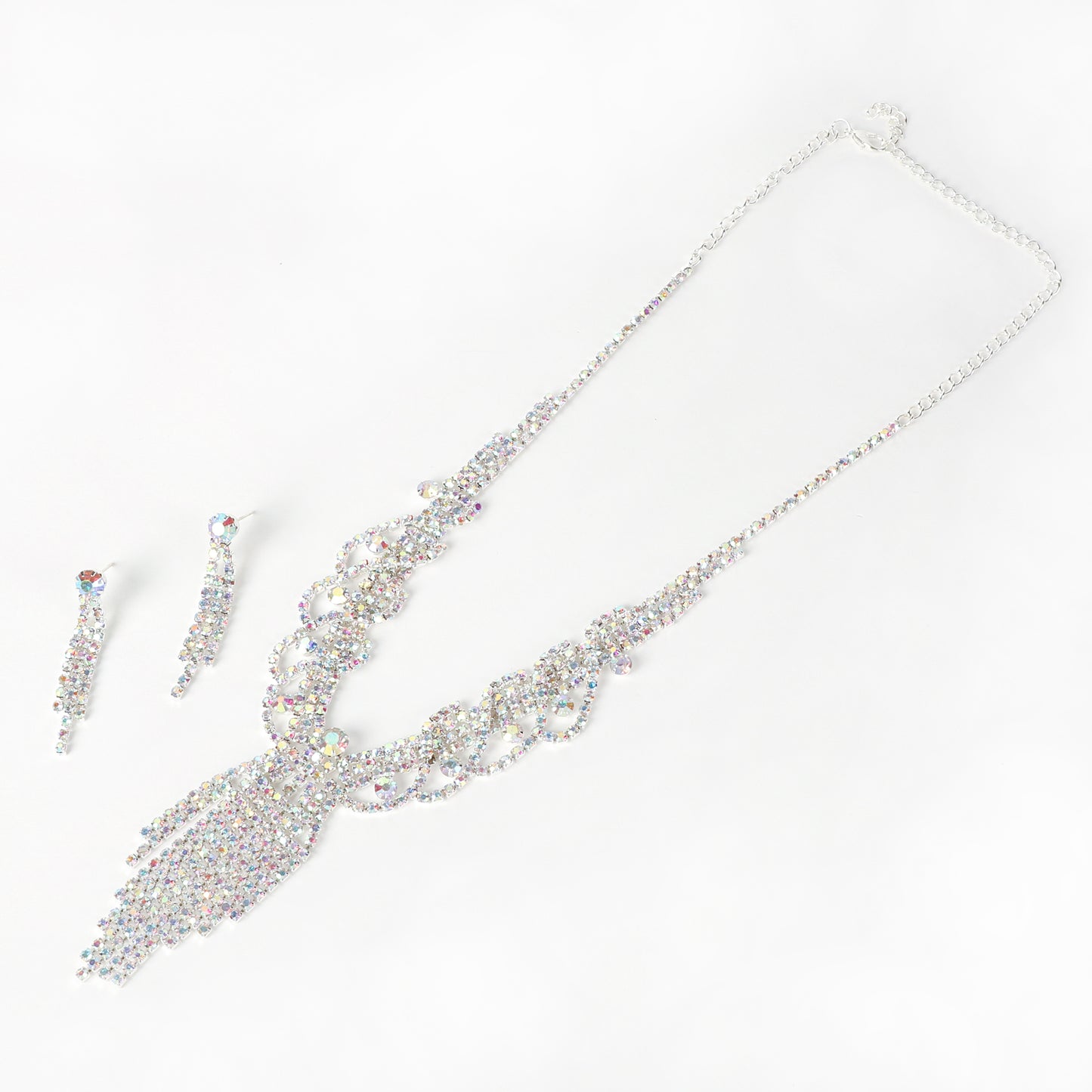 Charmaine Fringe Rhinestone Necklace & Earring Set