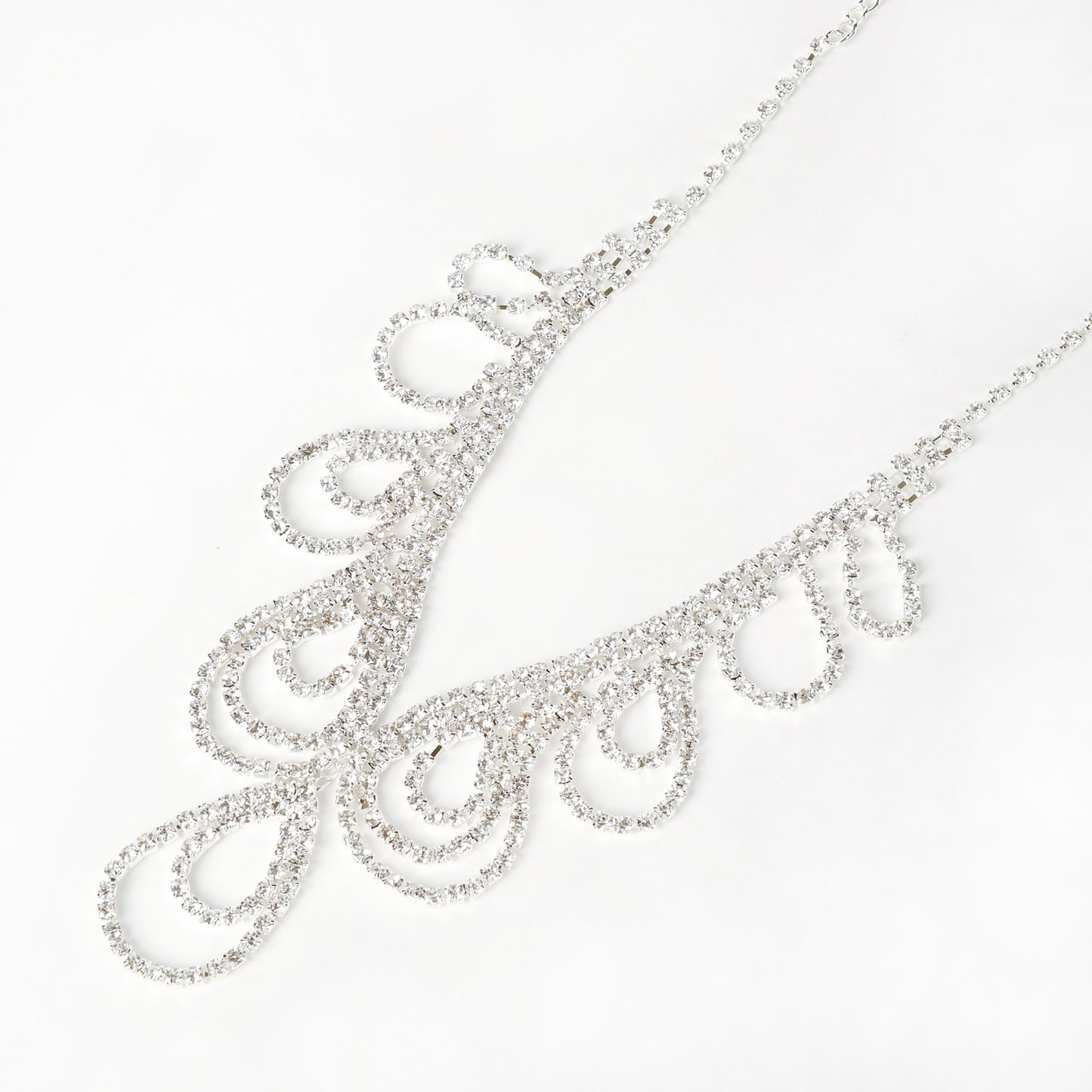 Grace Teardrop Layered Rhinestone Necklace & Earring Set